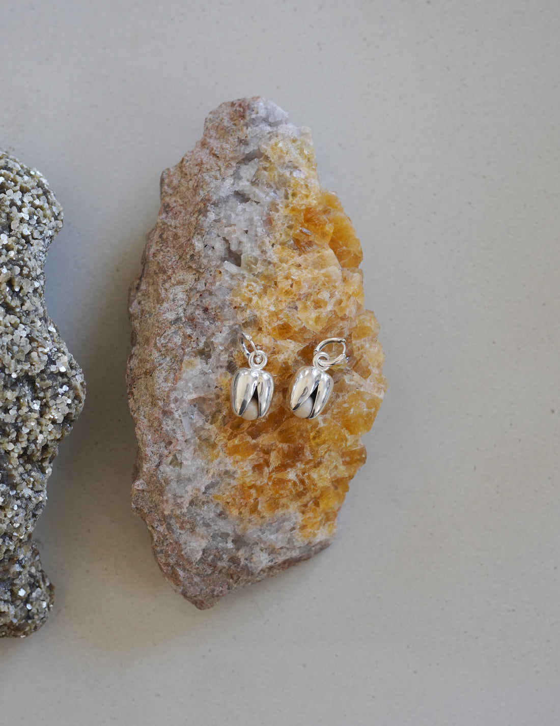 Annika Inez | Open Pod Earring - Small - Silver/Black