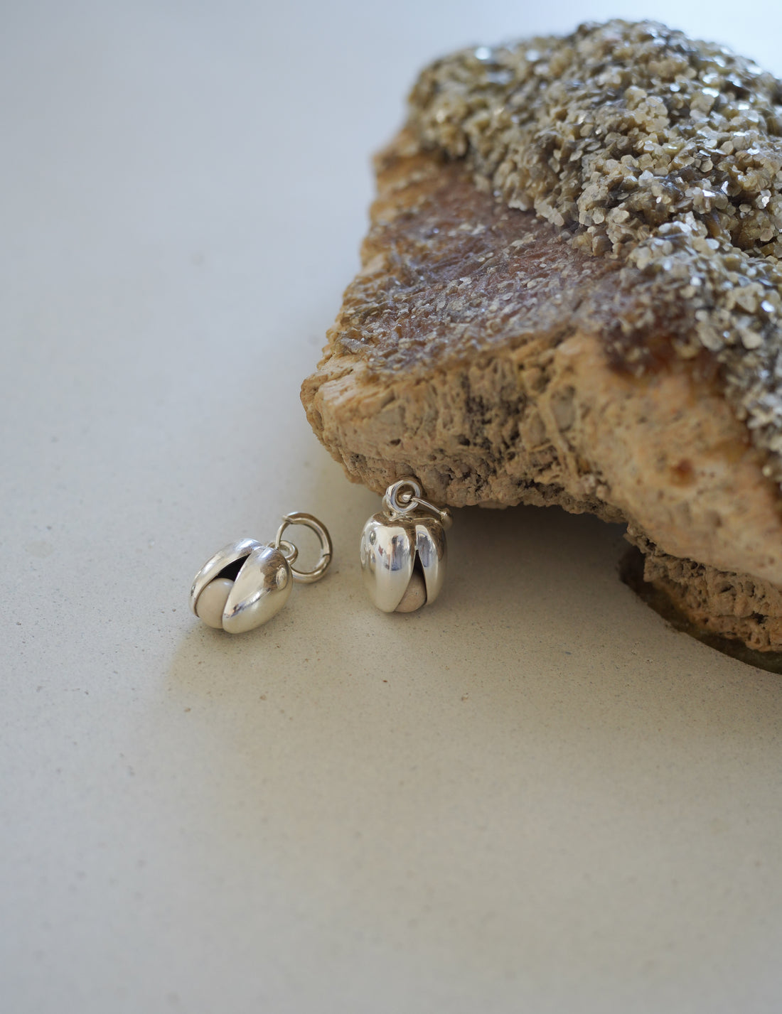 Annika Inez | Open Pod Earring - Small - Silver/Black