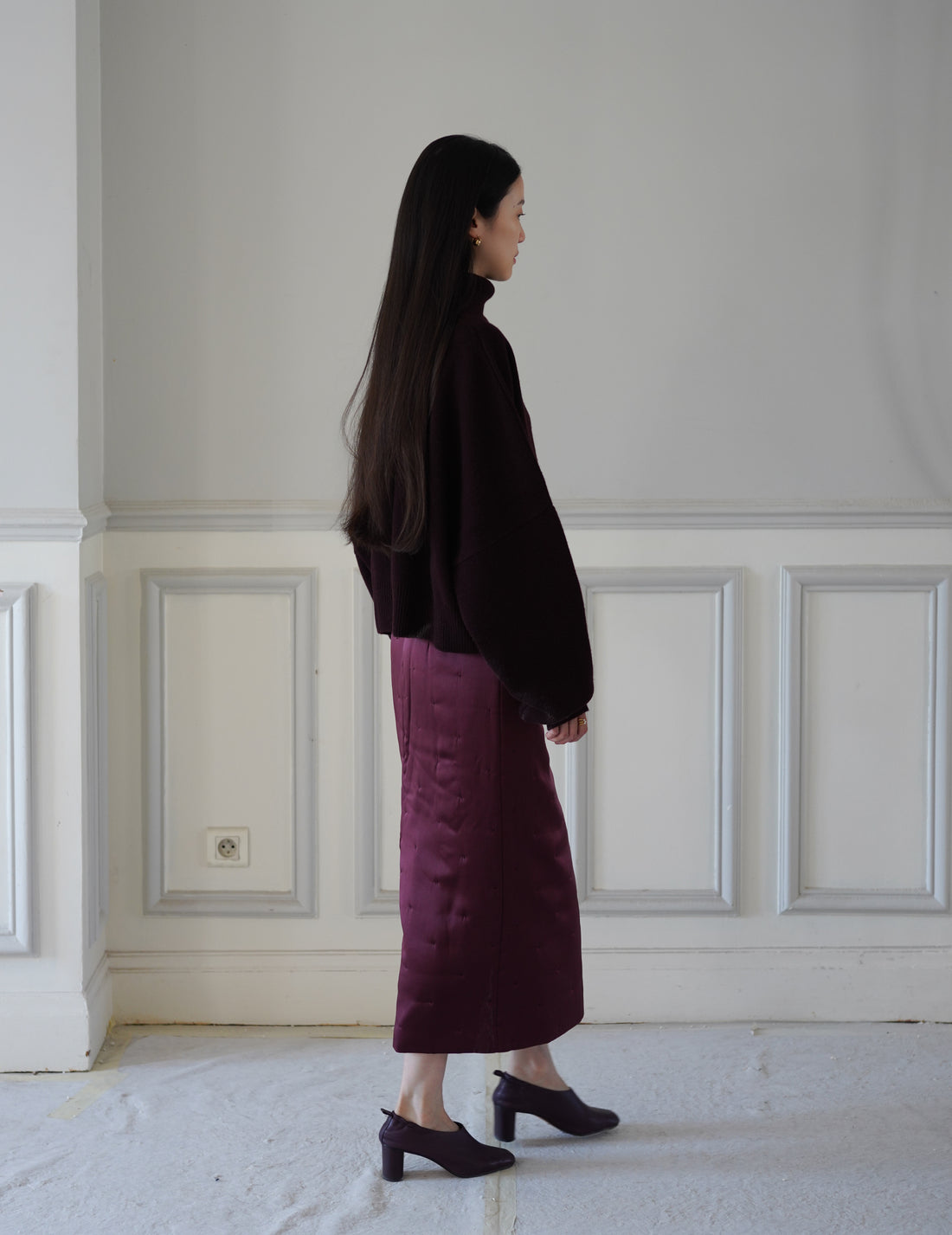 SUDEN SILK PADDED SK - BURGUNDY