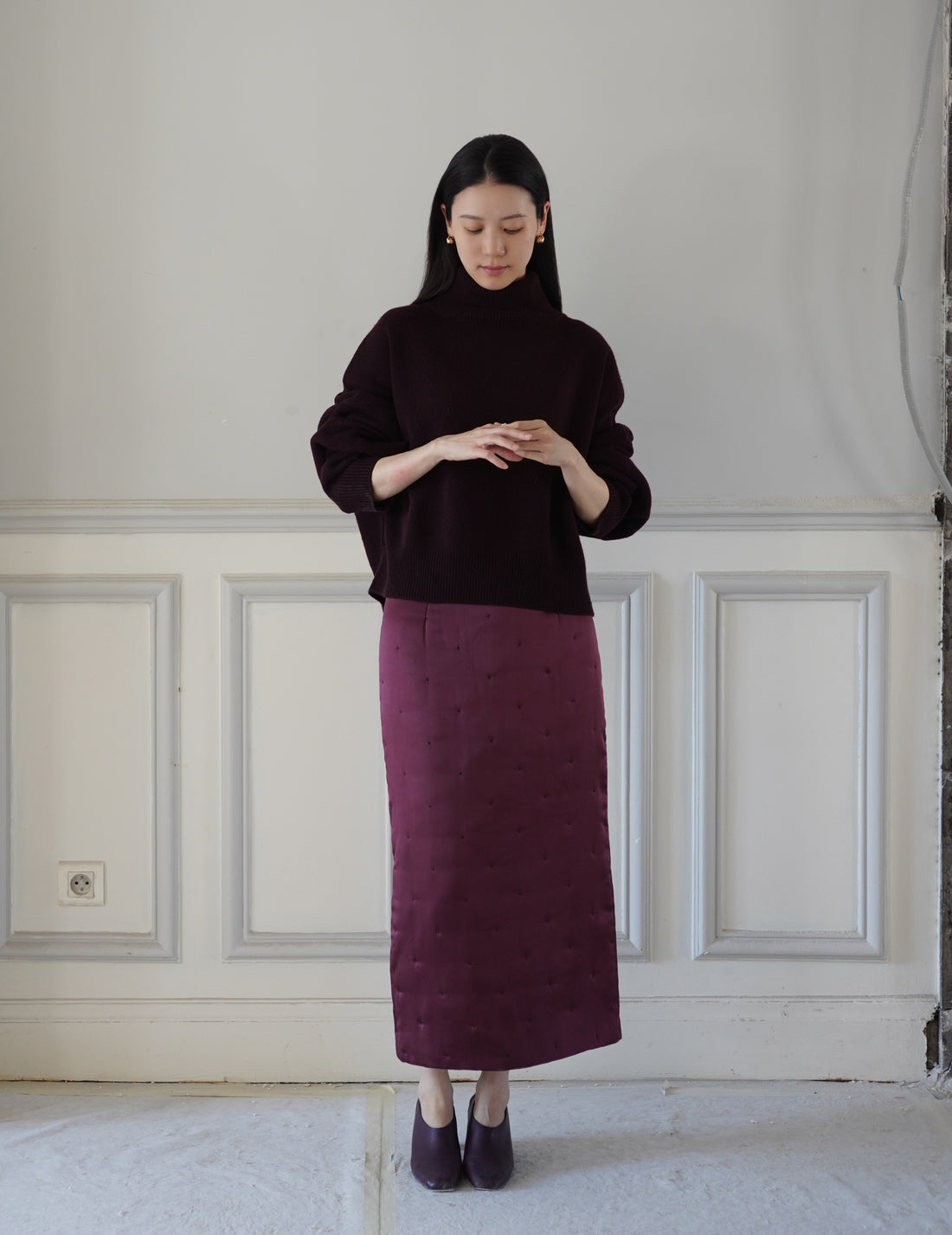 SUDEN SILK PADDED SK - BURGUNDY