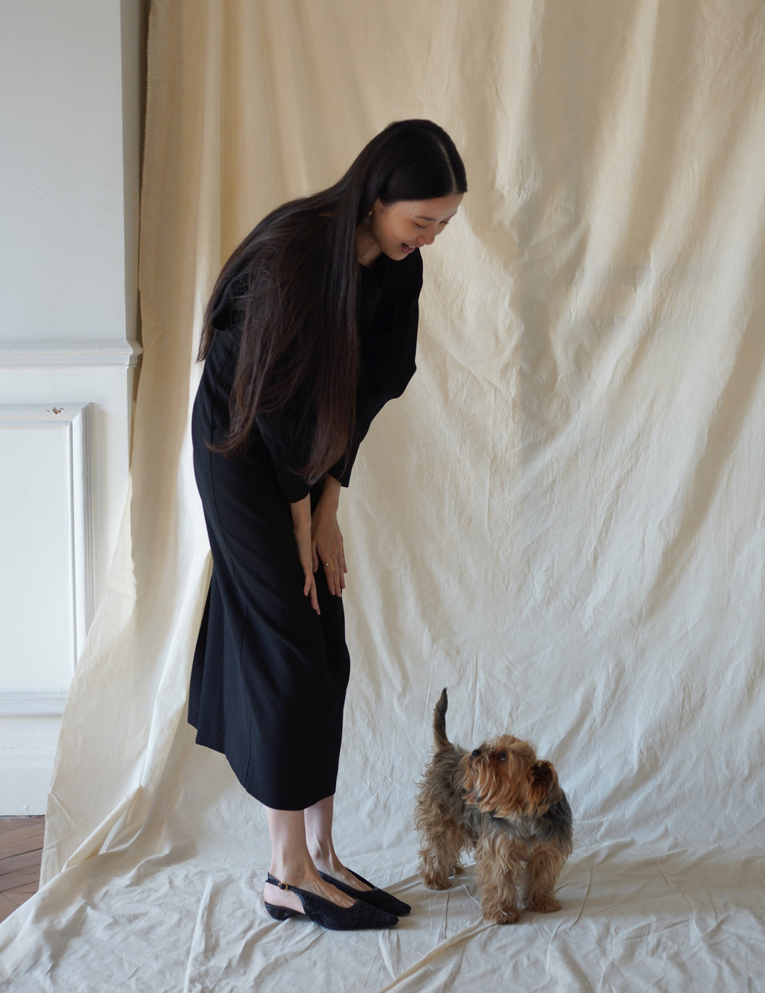 Mame Kurogouchi | Wool Georgette Dress · Black