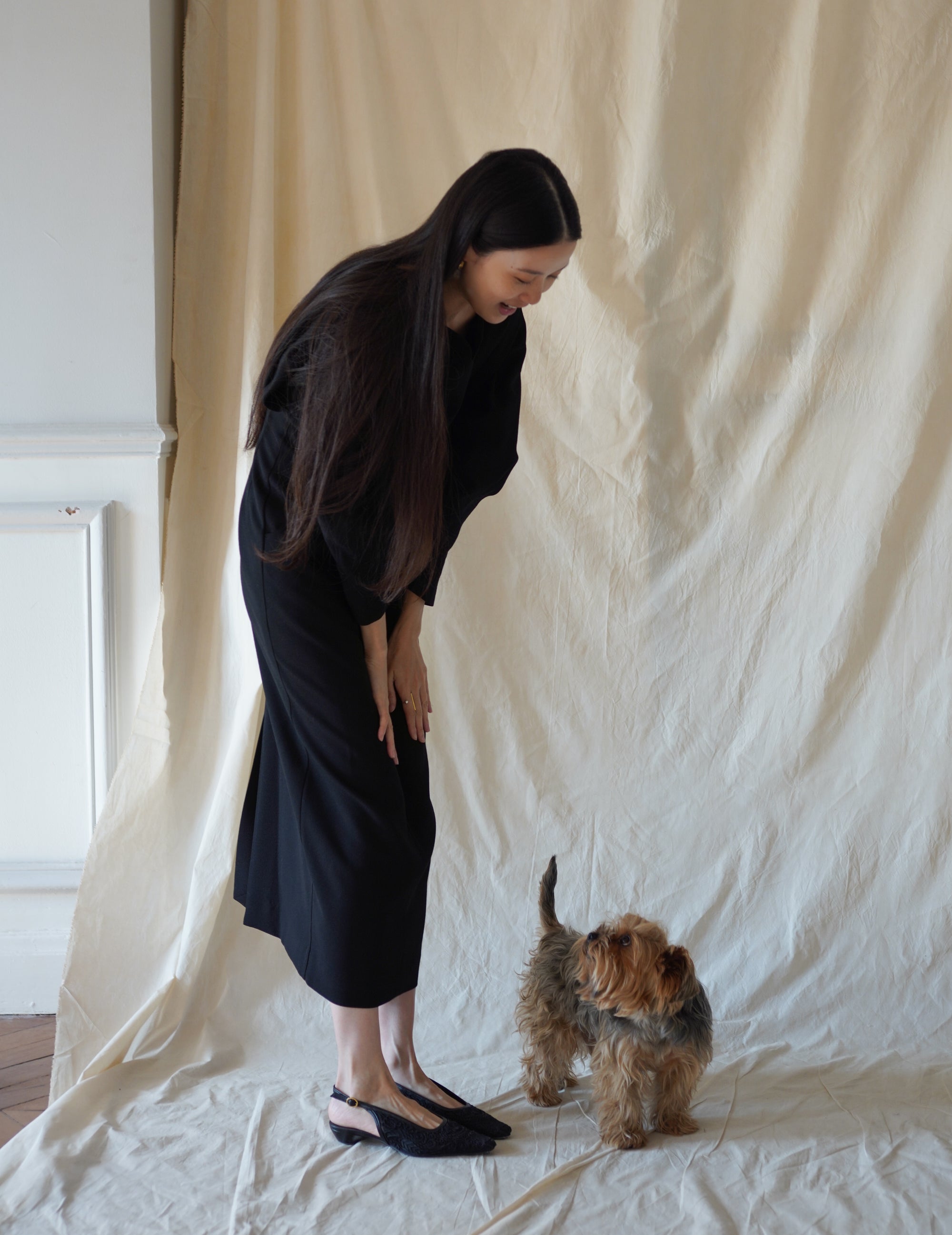 Wool Georgette Dress · Black