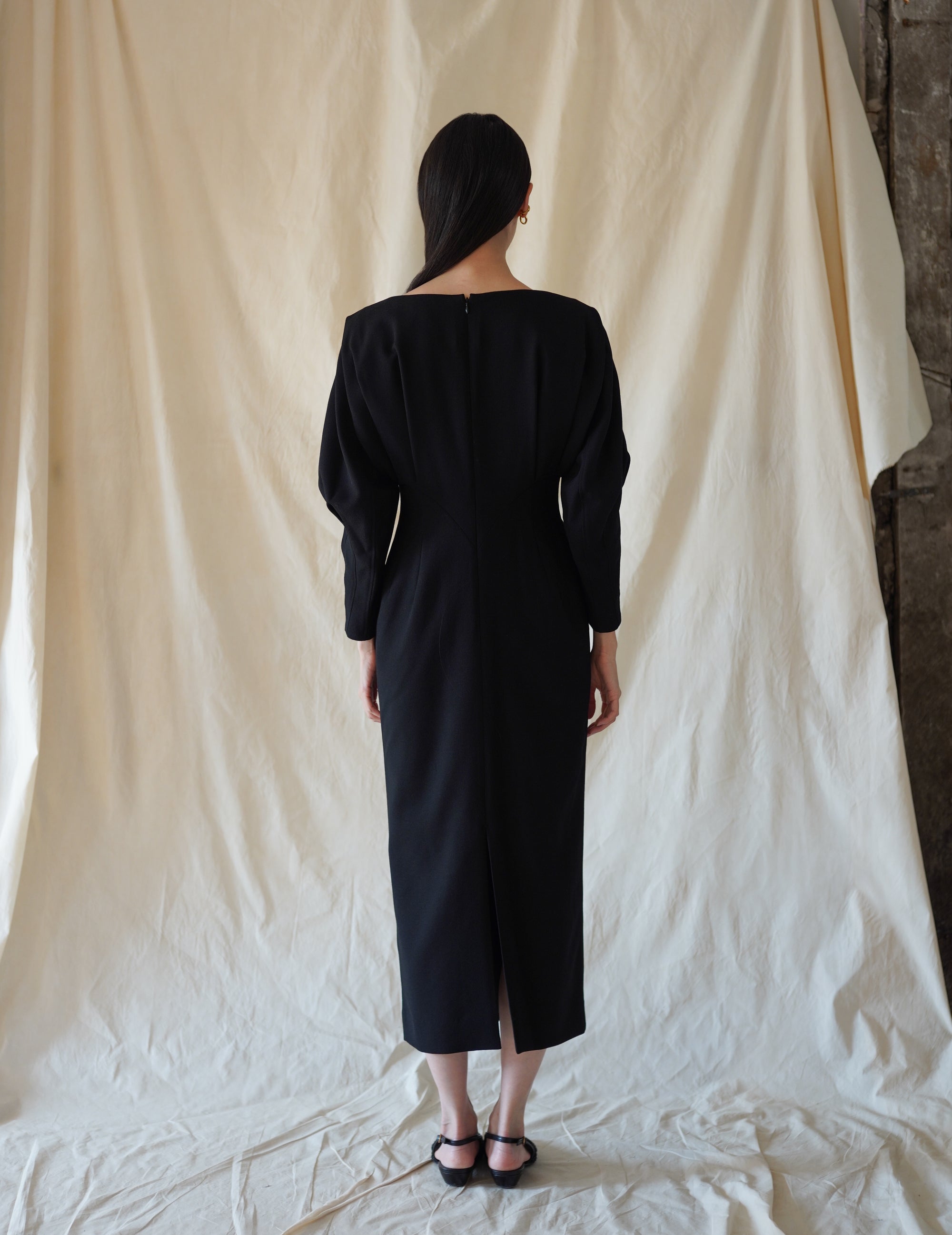 Wool Georgette Dress · Black