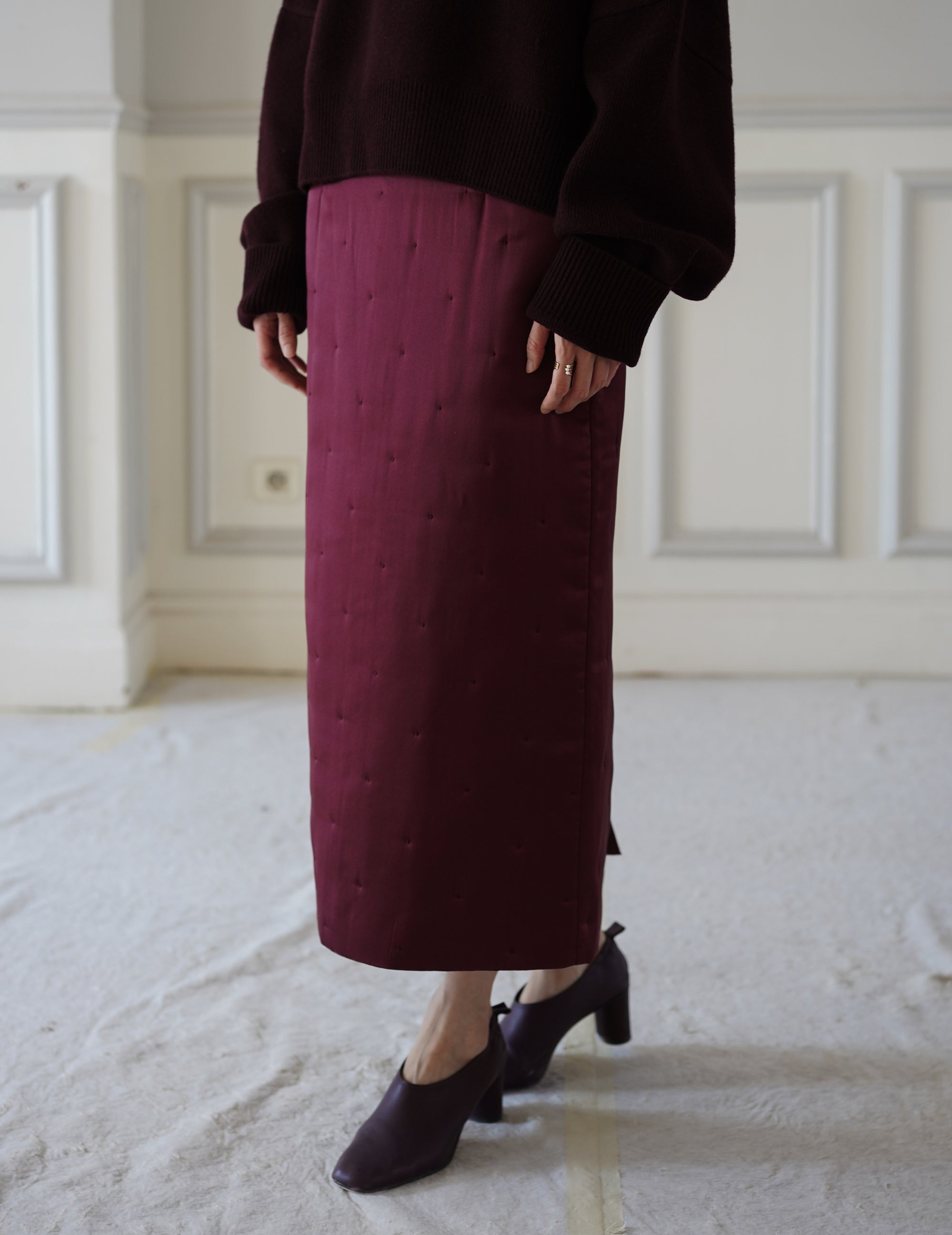 SUDEN SILK PADDED SK - BURGUNDY