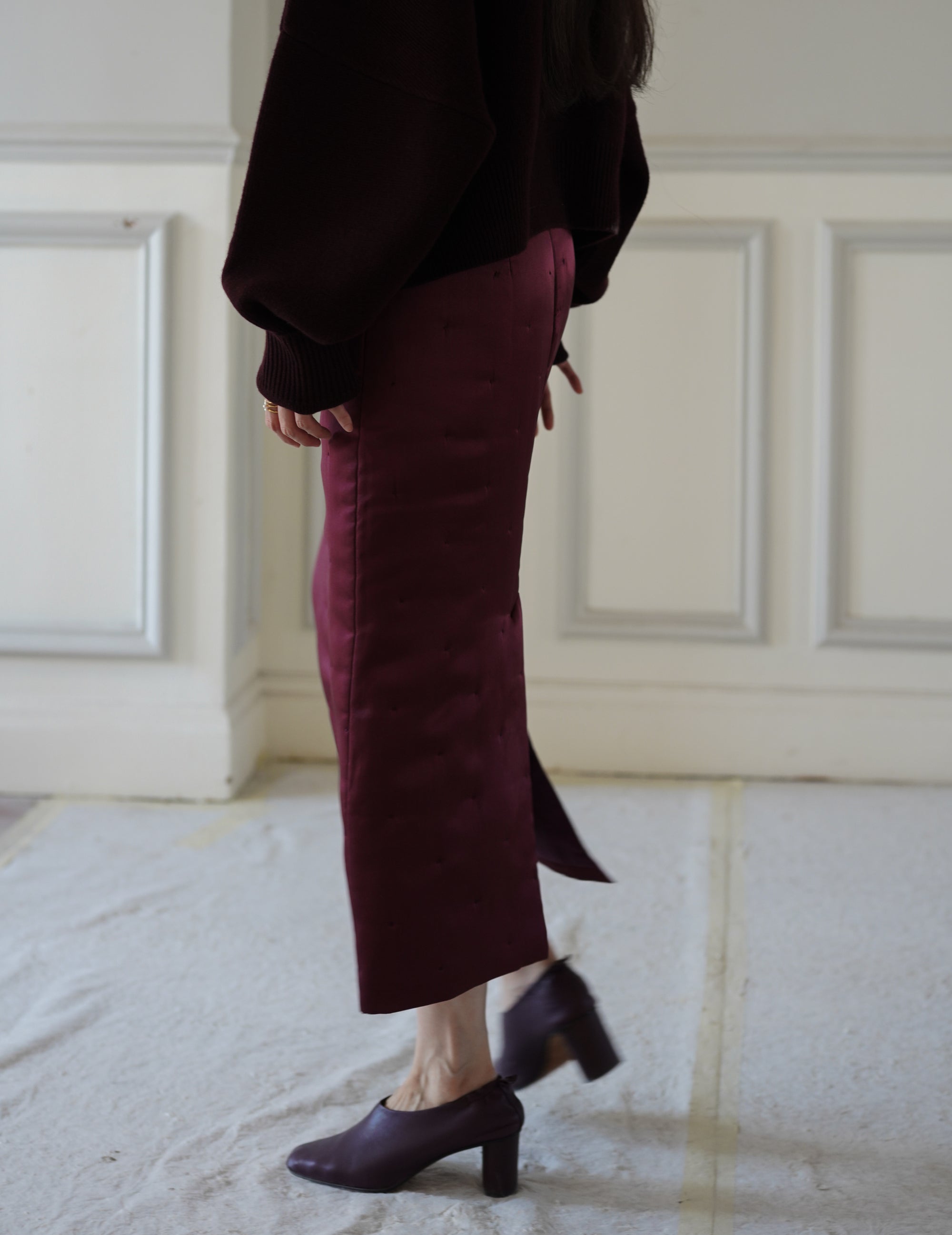 SUDEN SILK PADDED SK - BURGUNDY