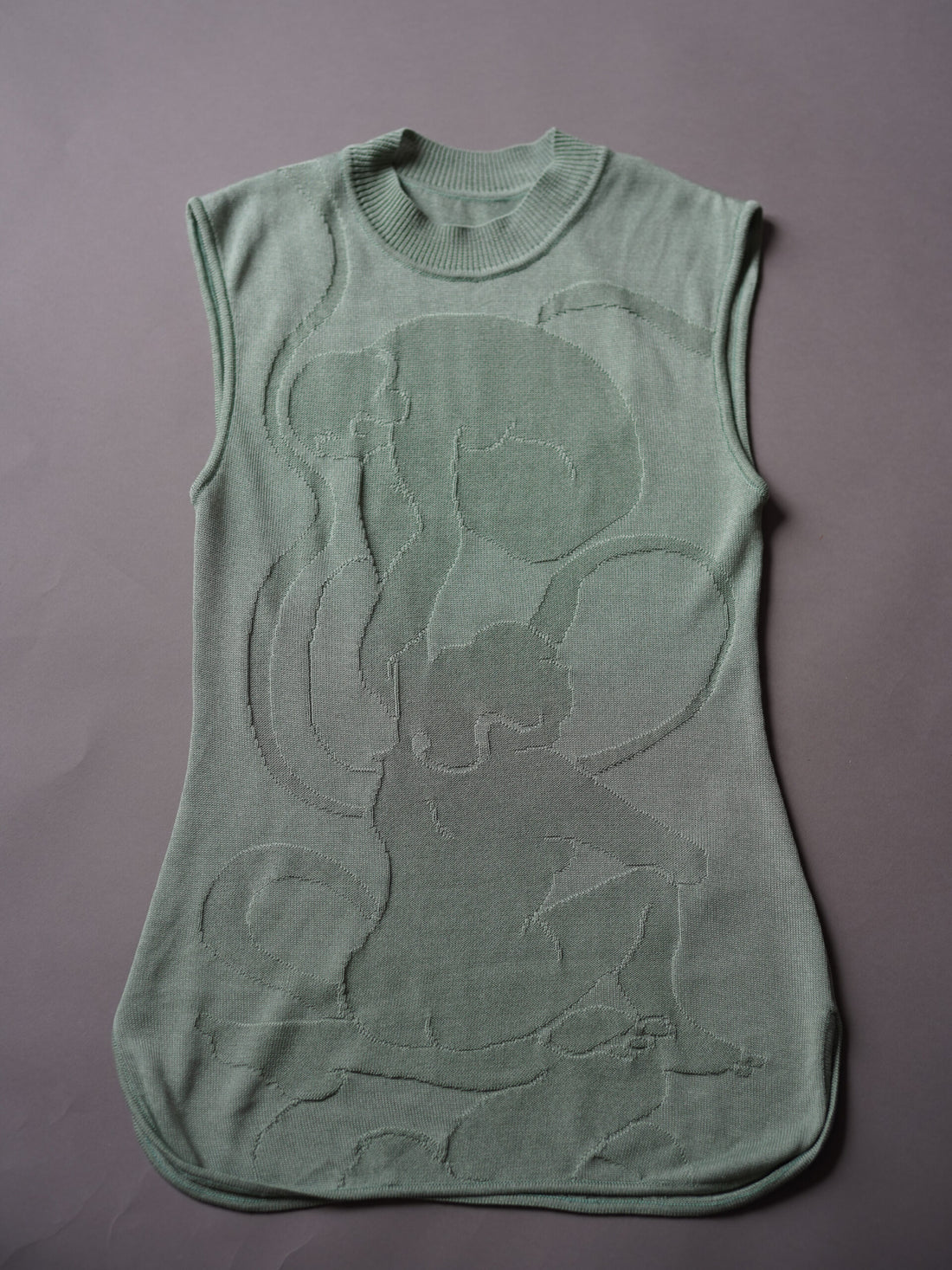 Mame Kurogouchi  |  Woman Figure Sleeveless Knitted Top・Lake Green (Exclusive Color)