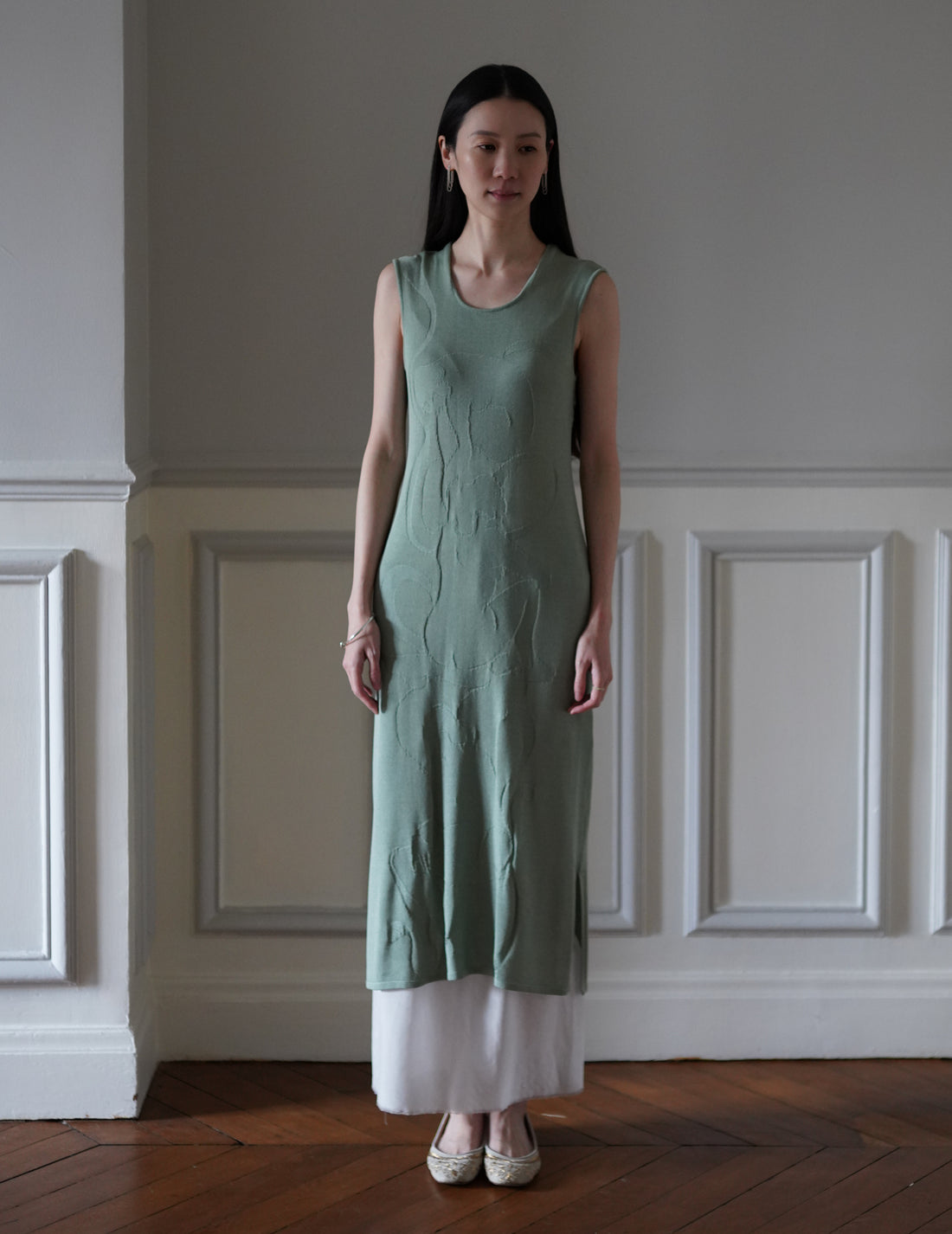 Mame Kurogouchi  | Woman Figure Knitted Dress・Lake Green (Exclusive Color)