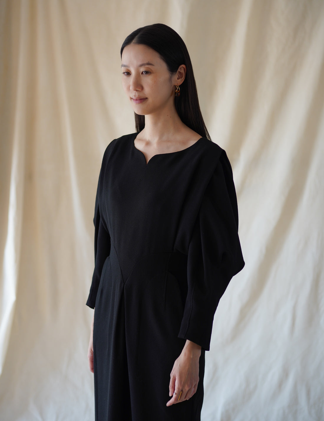 Mame Kurogouchi | Wool Georgette Dress · Black