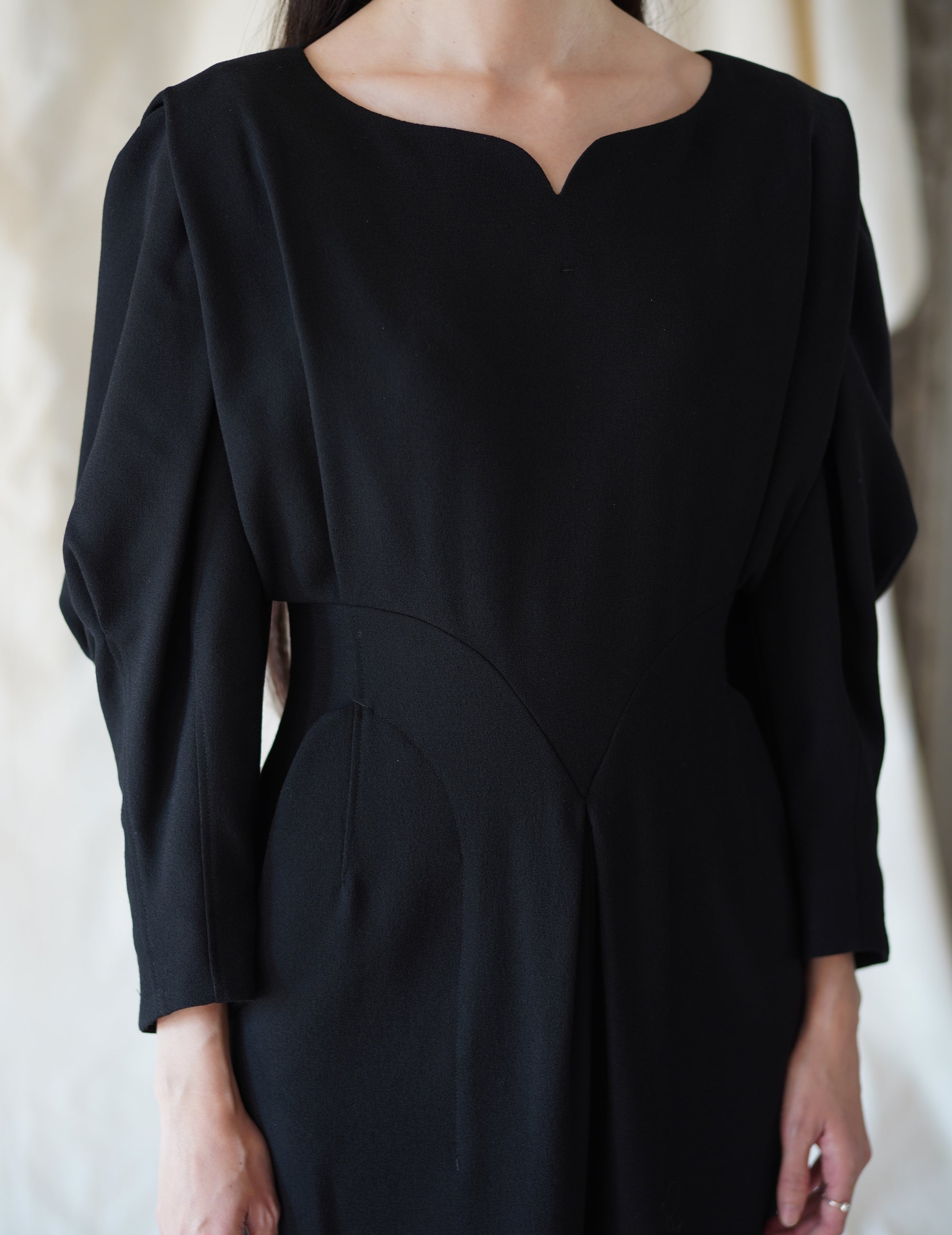 Wool Georgette Dress · Black