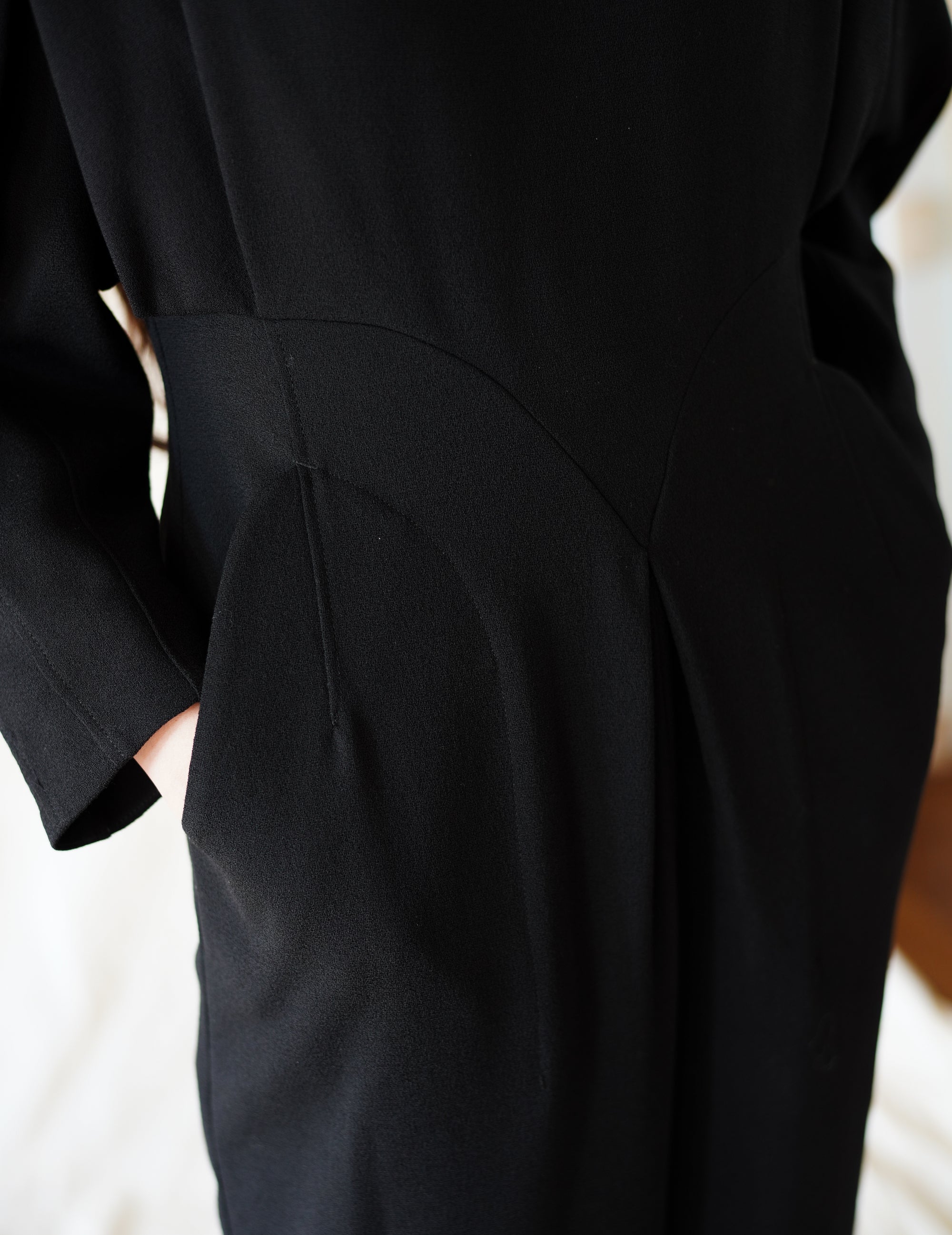 Wool Georgette Dress · Black