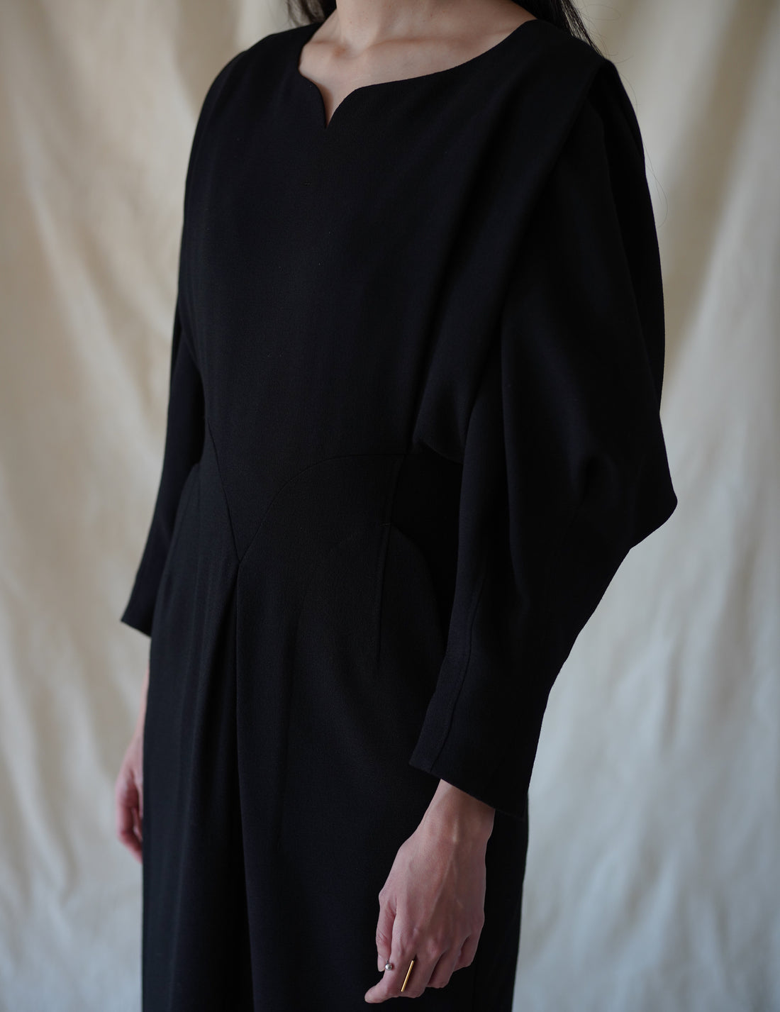 Mame Kurogouchi | Wool Georgette Dress · Black