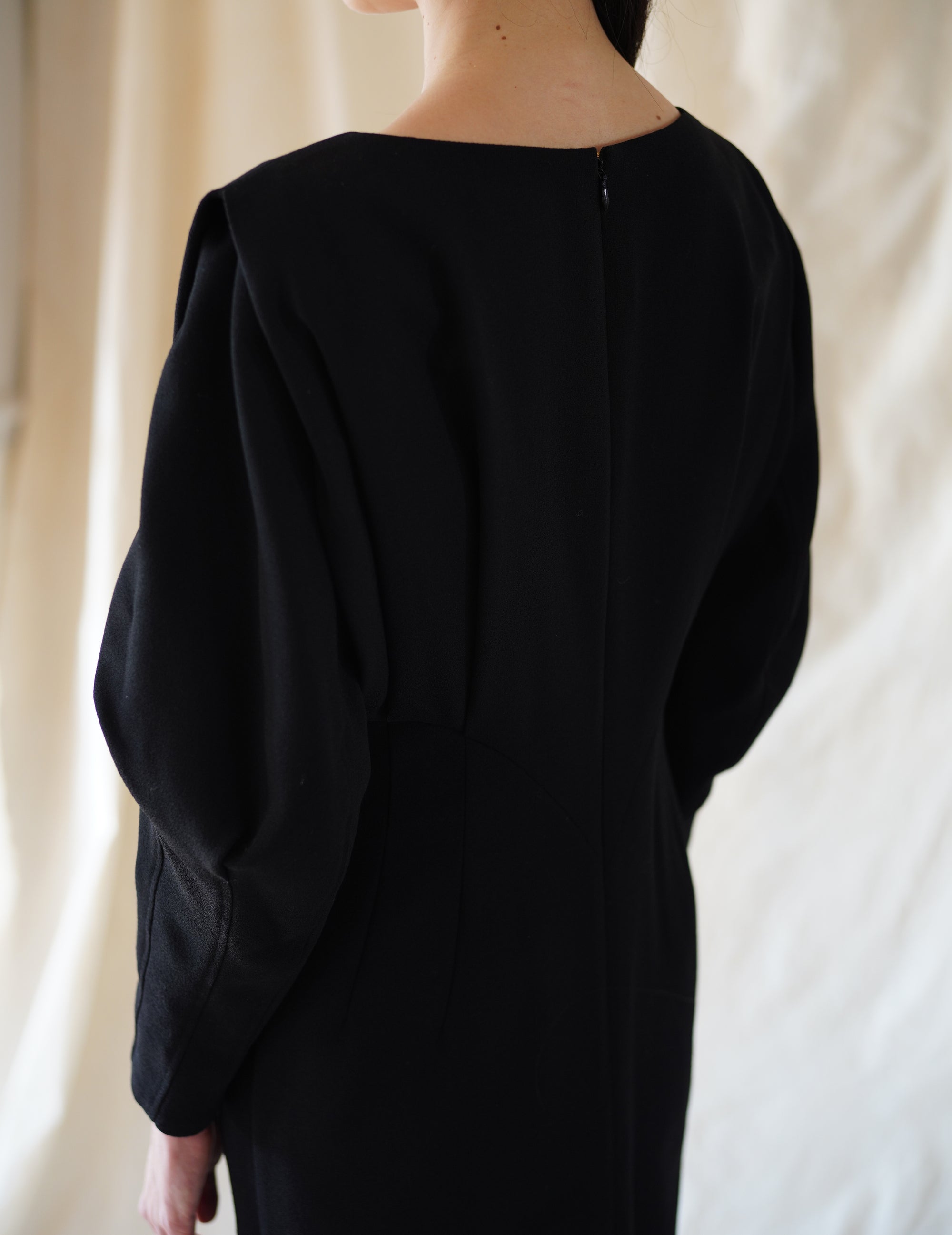 Wool Georgette Dress · Black