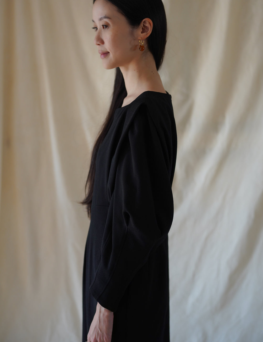 Mame Kurogouchi | Wool Georgette Dress · Black