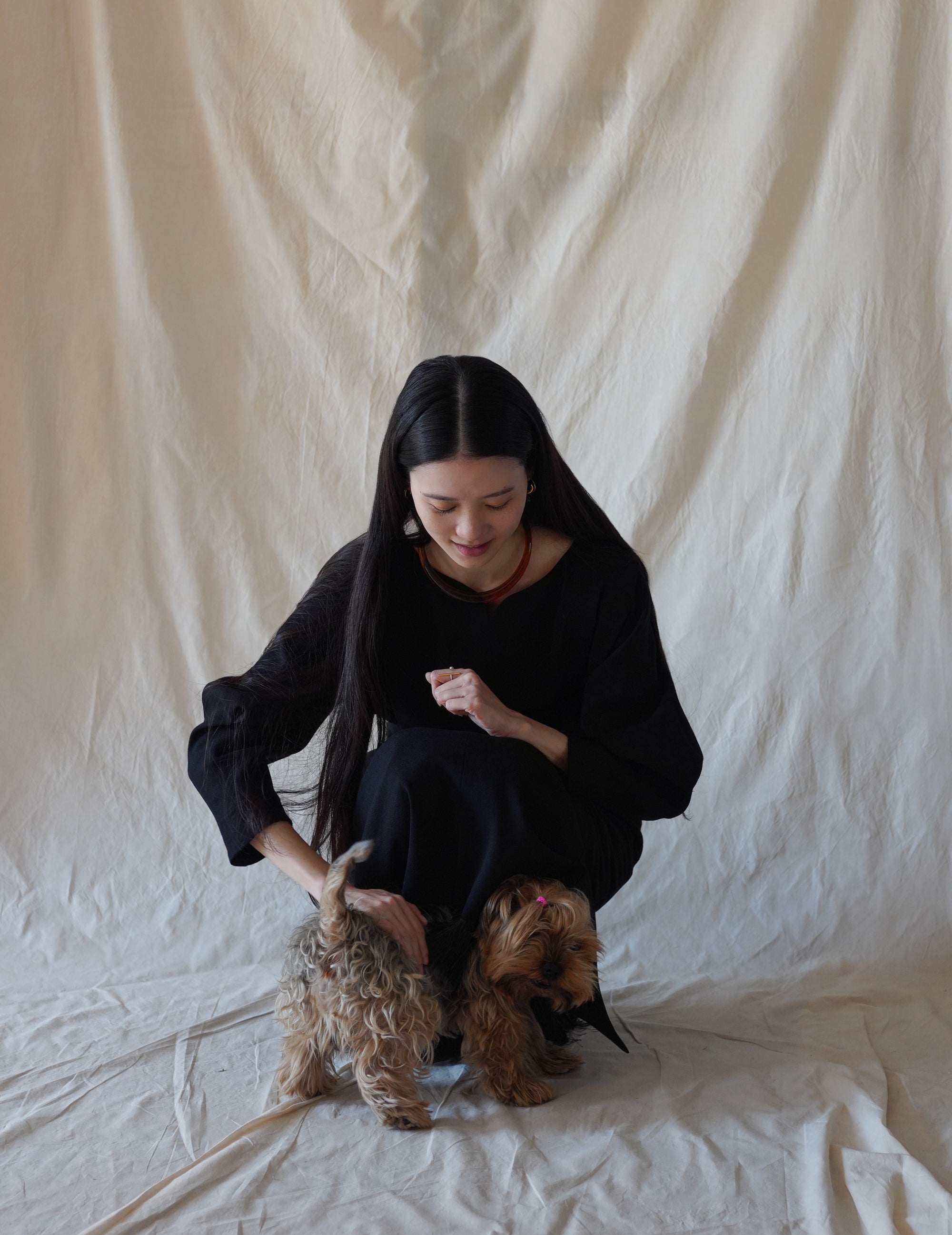 Wool Georgette Dress · Black