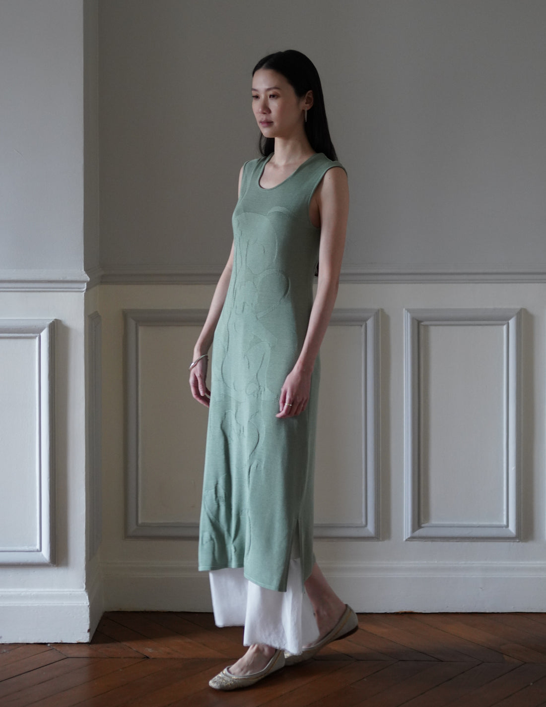 Mame Kurogouchi  | Woman Figure Knitted Dress・Lake Green (Exclusive Color)