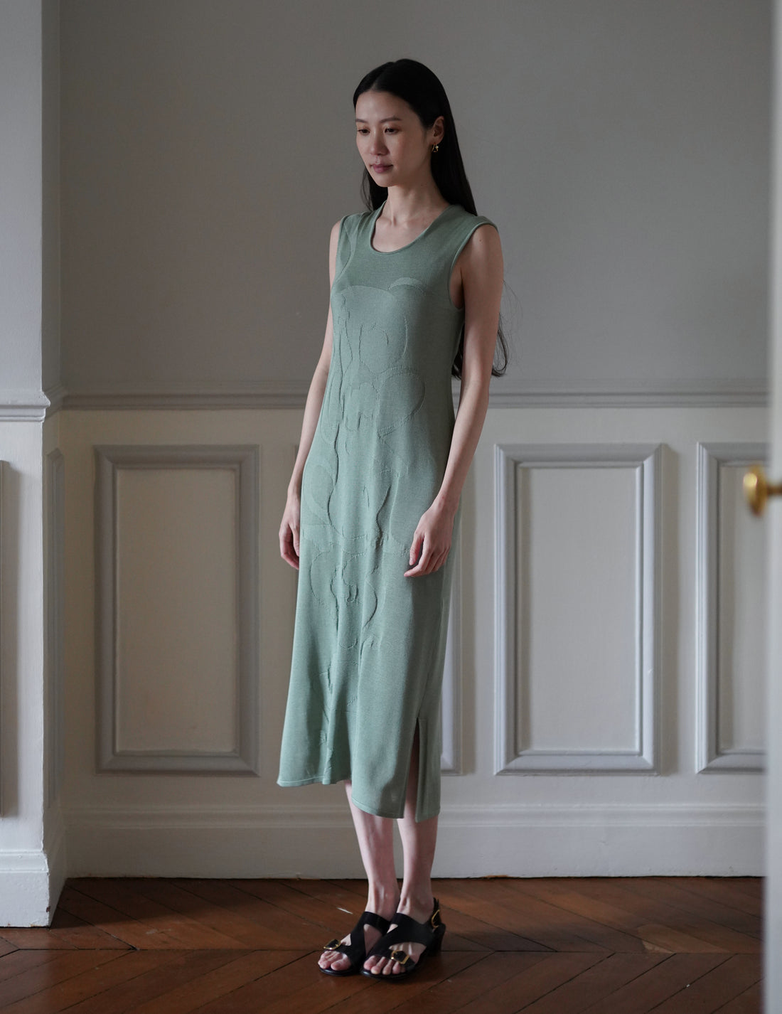 Mame Kurogouchi  | Woman Figure Knitted Dress・Lake Green (Exclusive Color)