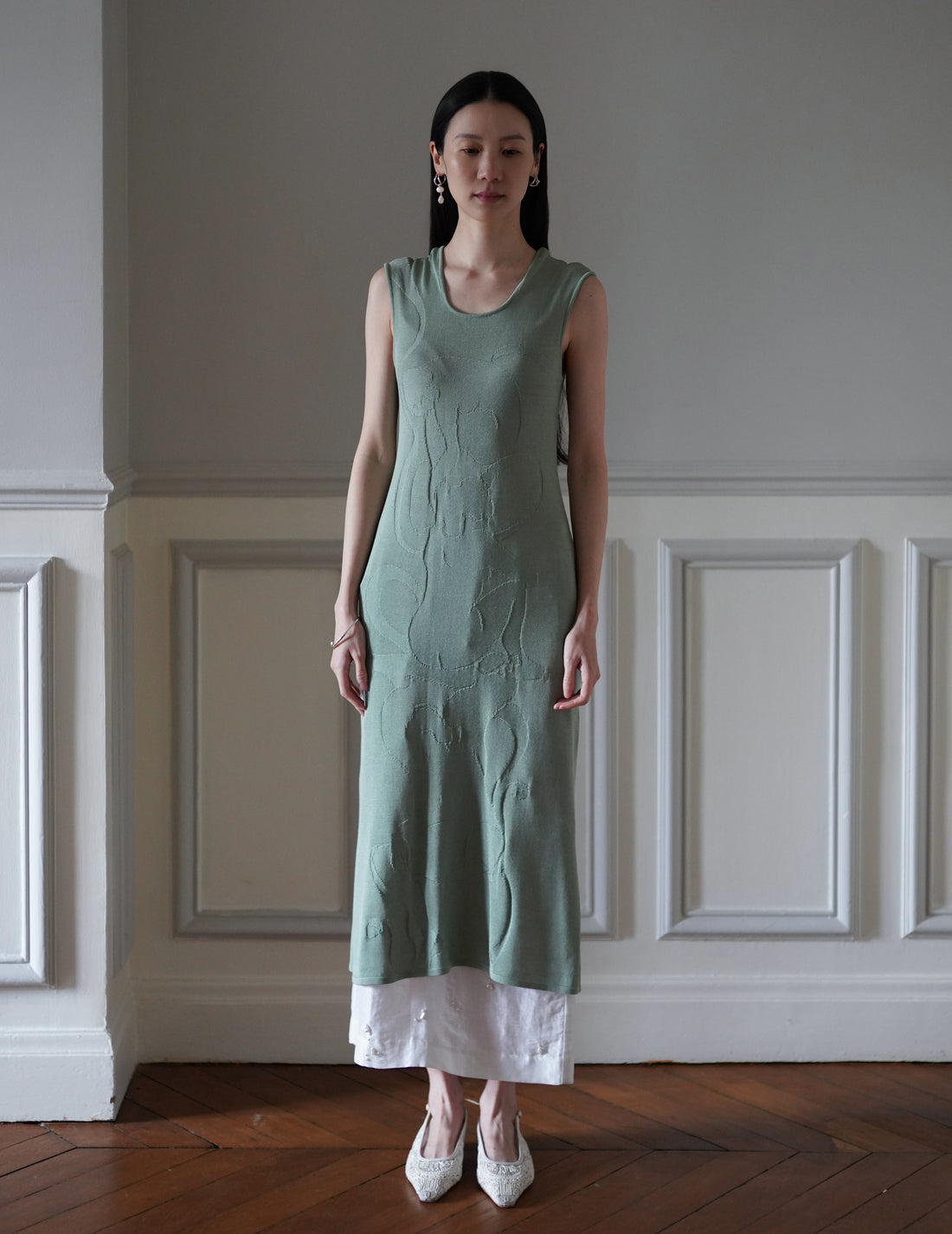 Mame Kurogouchi  | Woman Figure Knitted Dress・Lake Green (Exclusive Color)