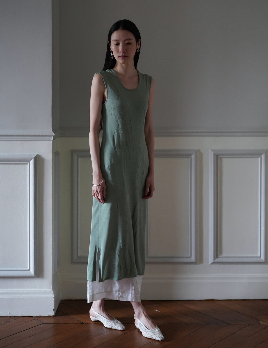 Mame Kurogouchi  | Woman Figure Knitted Dress・Lake Green (Exclusive Color)