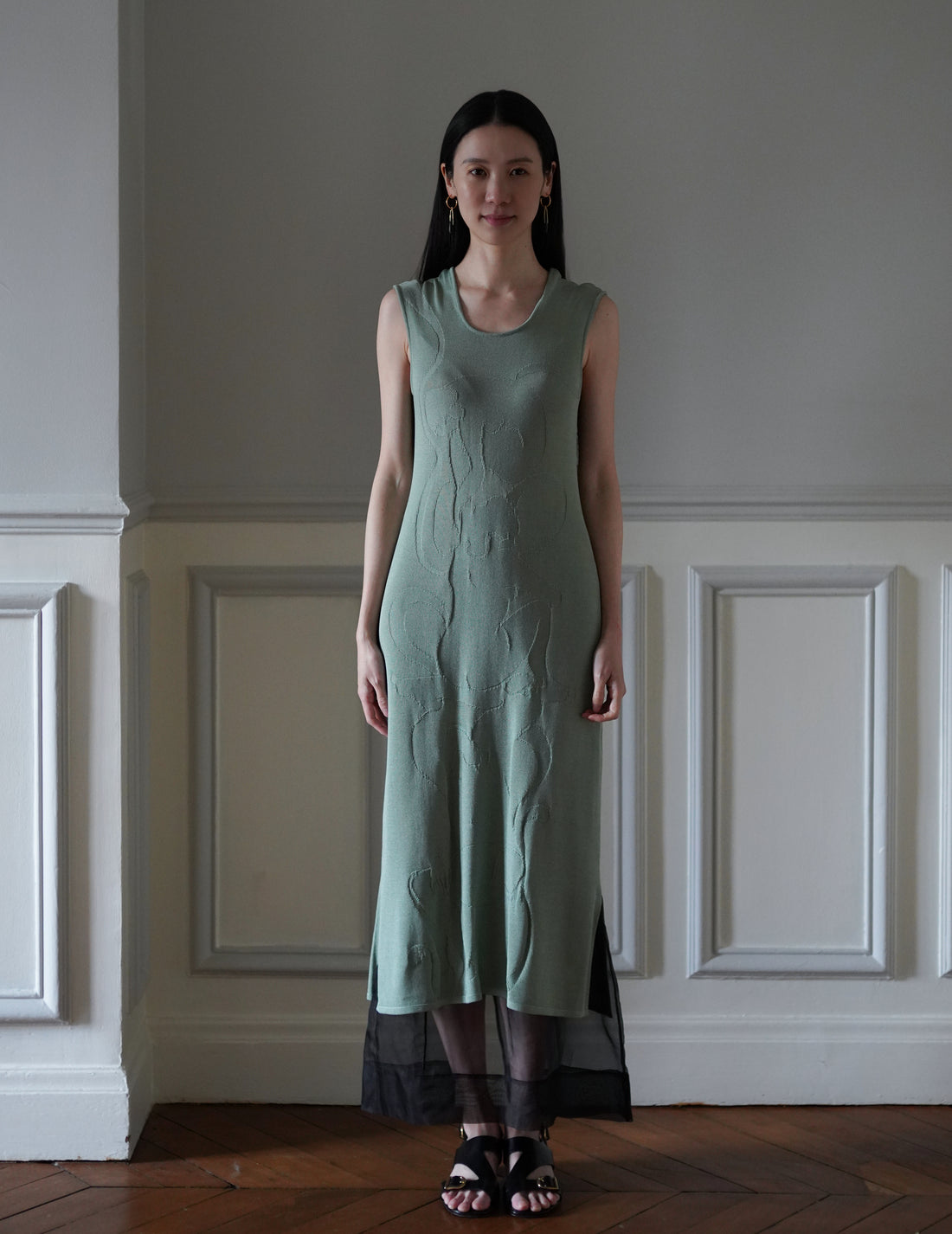 Mame Kurogouchi  | Woman Figure Knitted Dress・Lake Green (Exclusive Color)