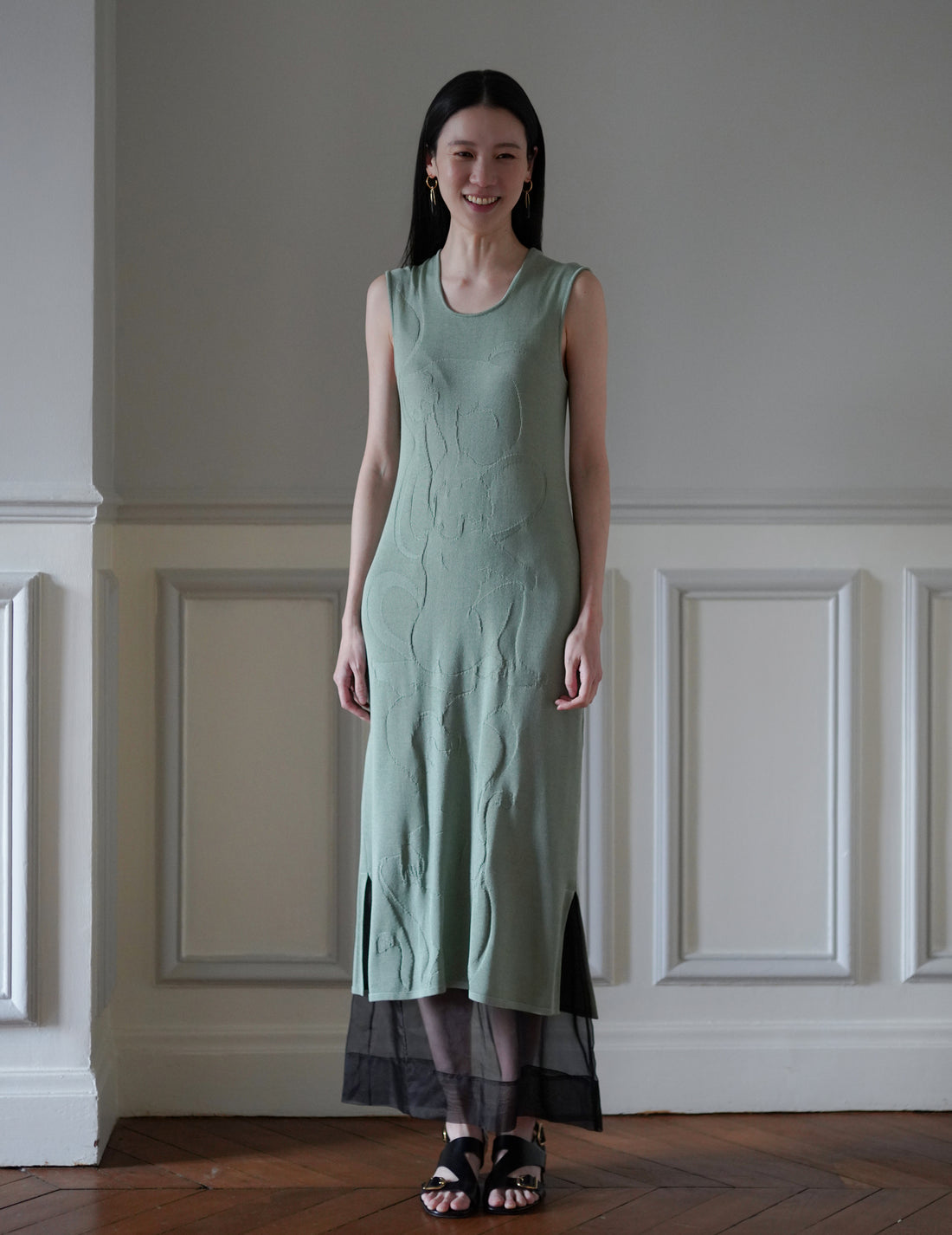 Mame Kurogouchi  | Woman Figure Knitted Dress・Lake Green (Exclusive Color)