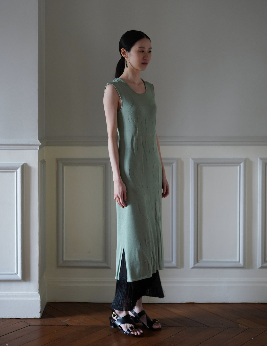 Mame Kurogouchi  | Woman Figure Knitted Dress・Lake Green (Exclusive Color)