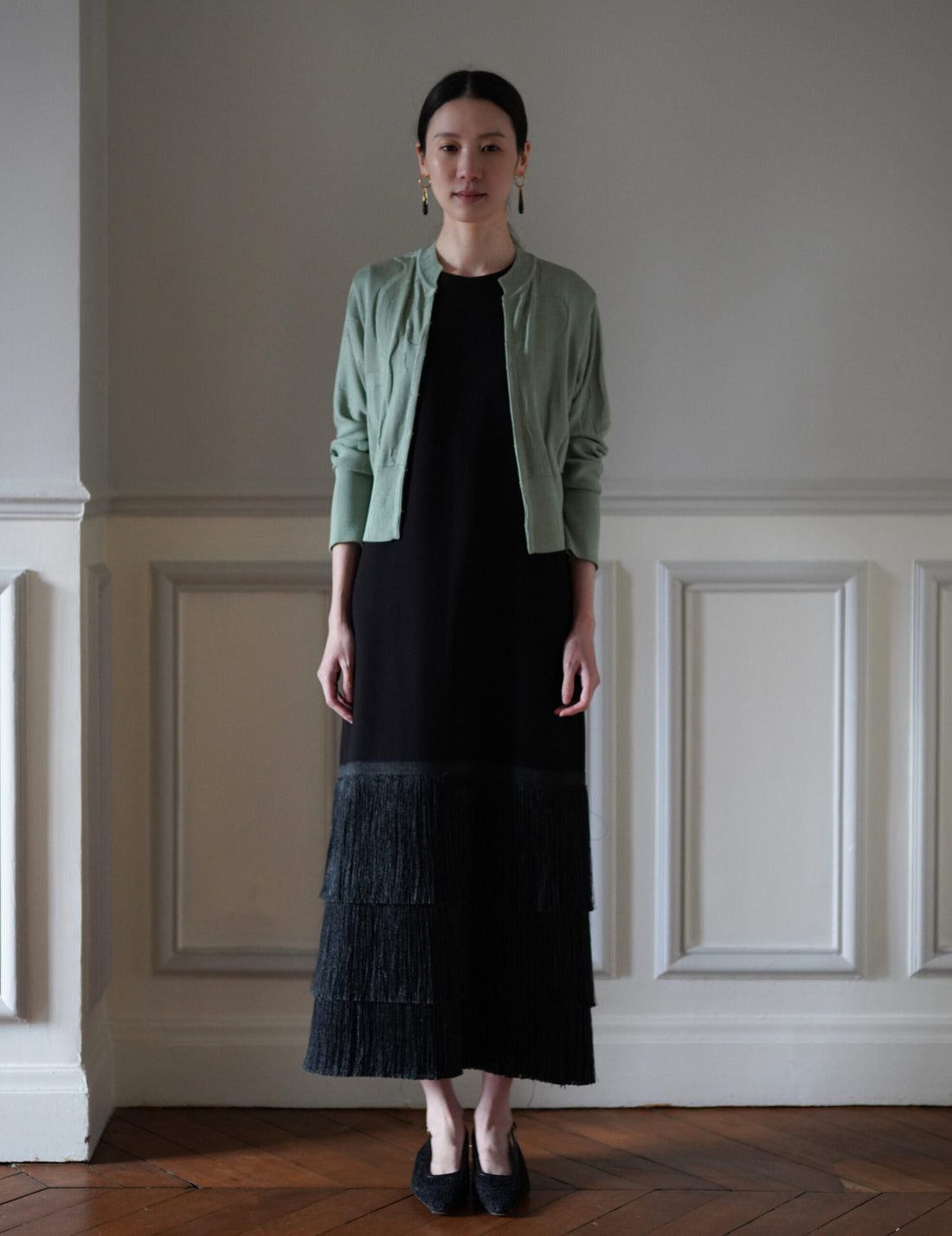 Mame Kurogouchi  | Woman Figure Knitted Cardigan・Lake Green (Exclusive Color)