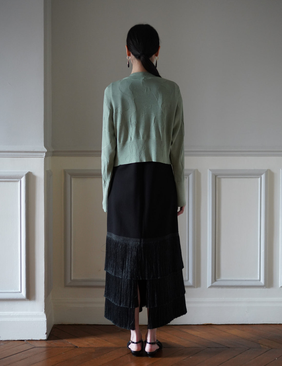 Mame Kurogouchi  | Woman Figure Knitted Cardigan・Lake Green (Exclusive Color)