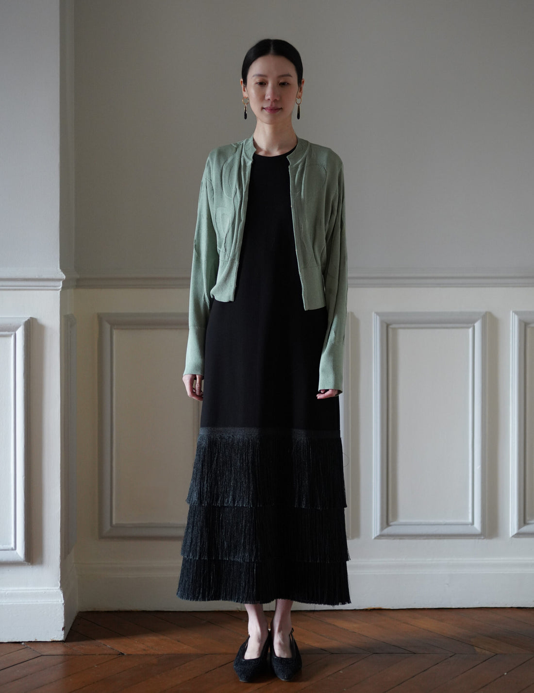 Mame Kurogouchi  | Woman Figure Knitted Cardigan・Lake Green (Exclusive Color)