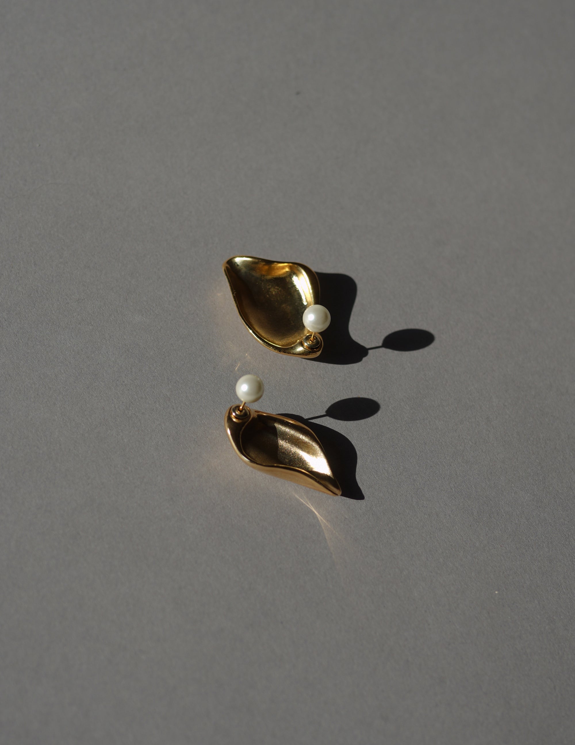 Organic Motif Brass Earrings · Gold
