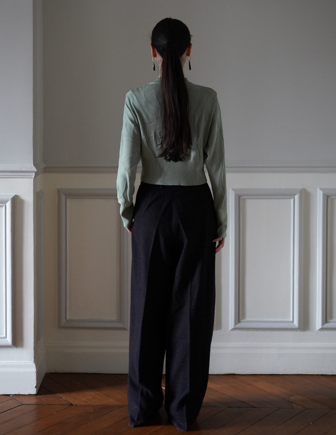 Mame Kurogouchi  | Woman Figure Knitted Cardigan・Lake Green (Exclusive Color)