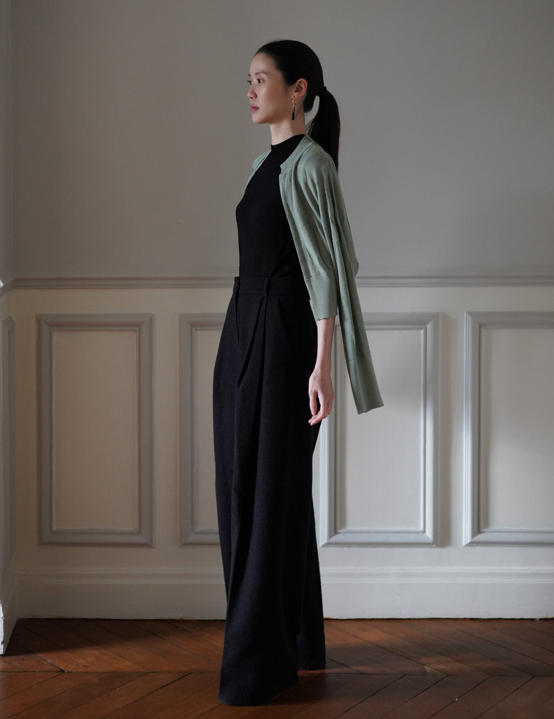 Mame Kurogouchi  | Woman Figure Knitted Cardigan・Lake Green (Exclusive Color)