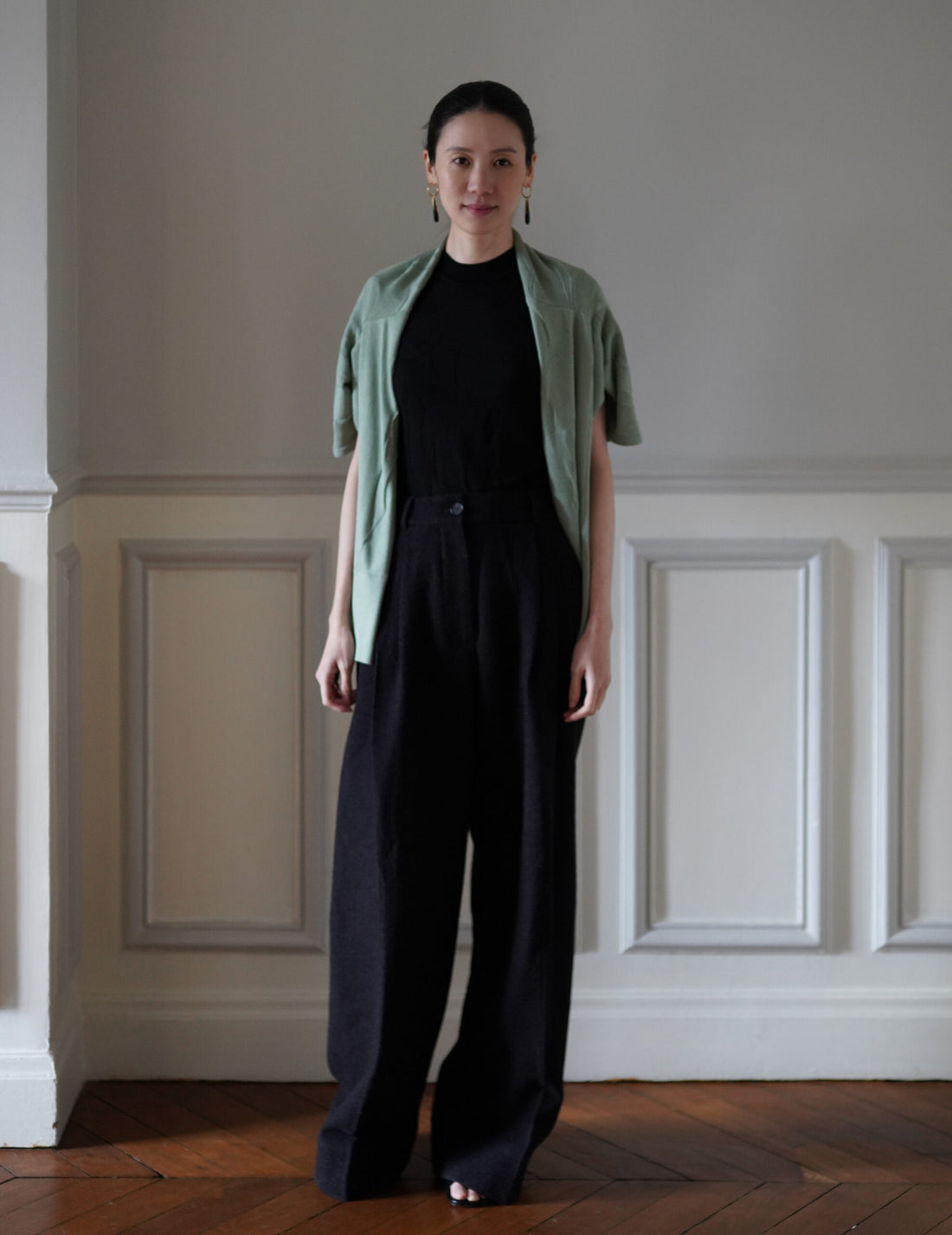 Mame Kurogouchi  | Woman Figure Knitted Cardigan・Lake Green (Exclusive Color)