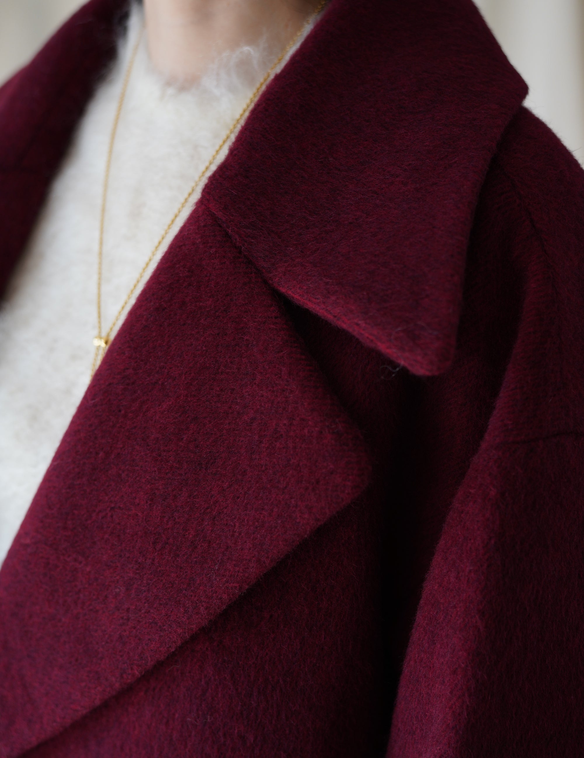 Wool Arupaka Long Coat · Bordeaux
