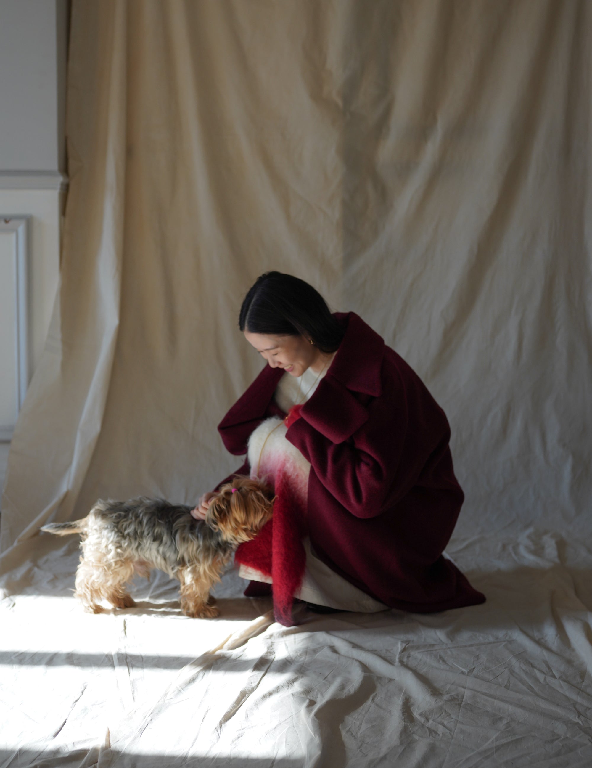 Wool Arupaka Long Coat · Bordeaux