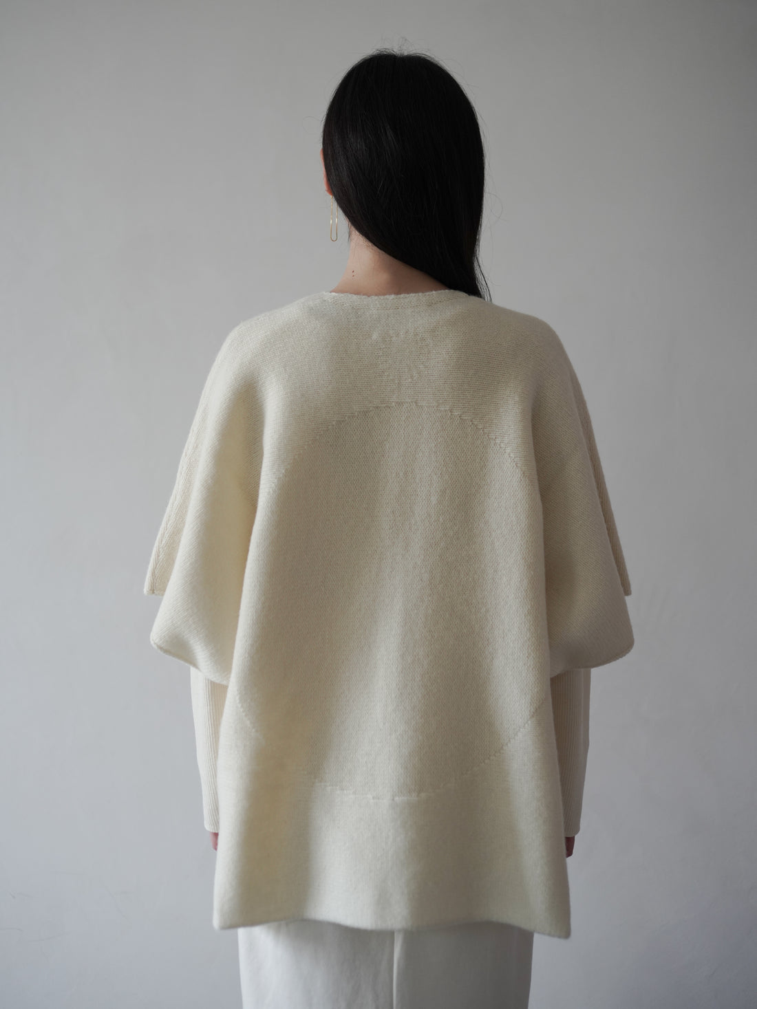 British Wool Knitted Farmer Cardigan・White