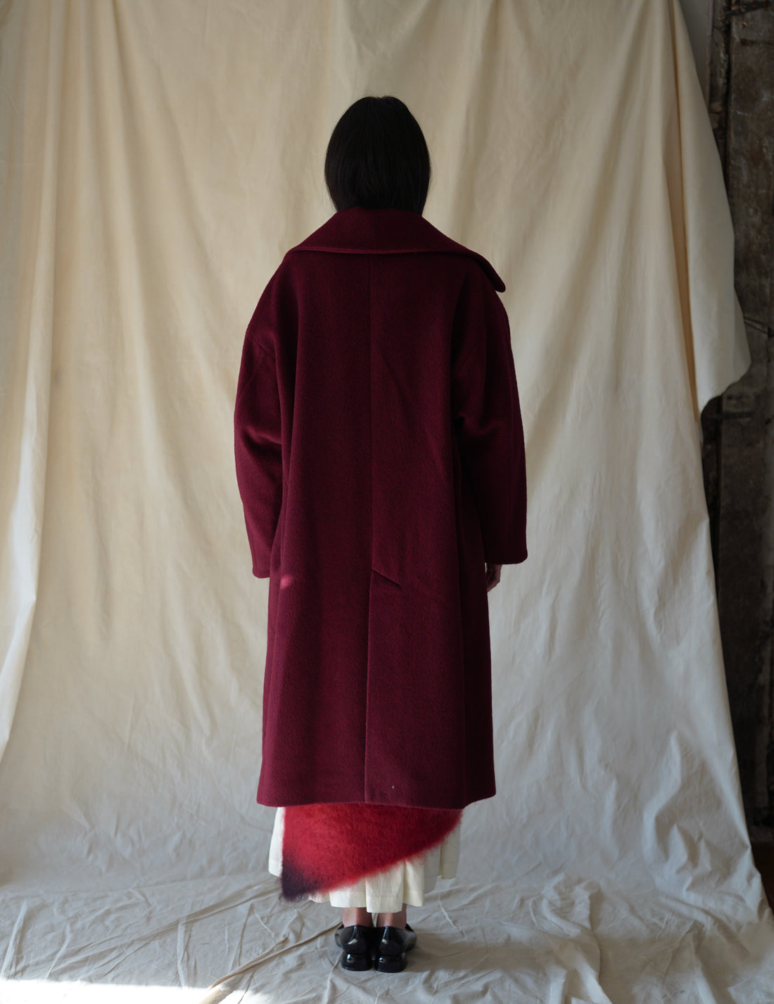 Mame Kurogouchi | Wool Arupaka Long Coat · Bordeaux