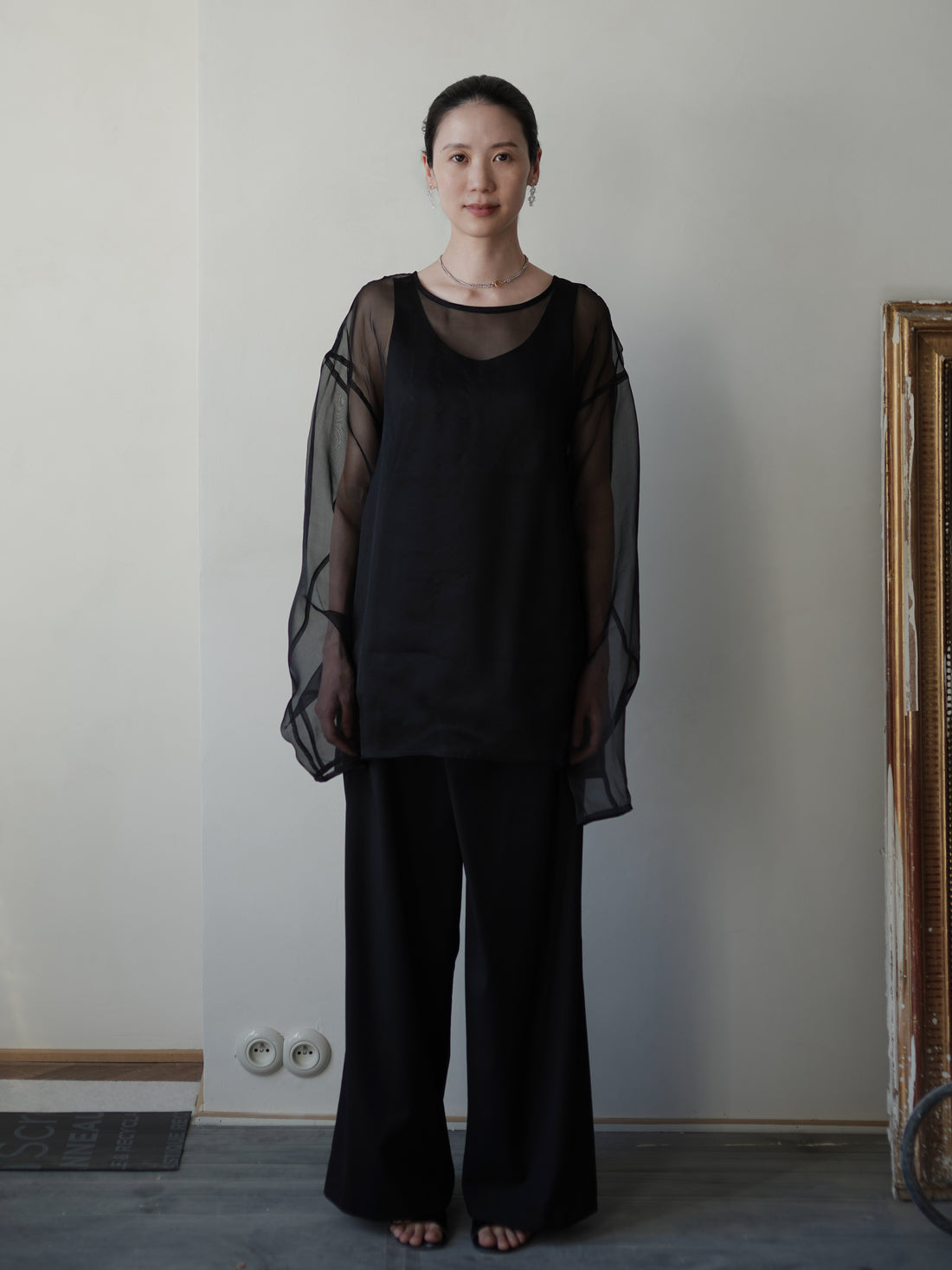 Orielle Silk Organza Blouse Set・Black