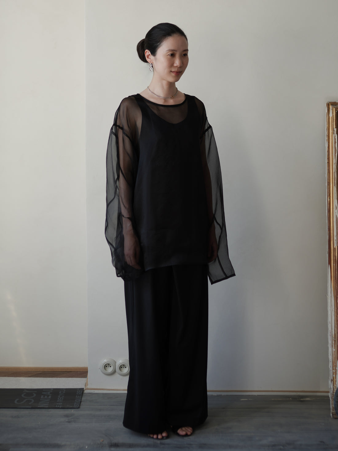 Orielle Silk Organza Blouse Set・Black