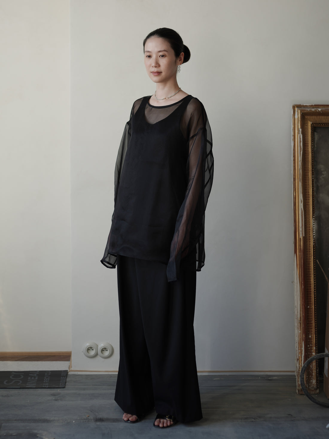 Orielle Silk Organza Blouse Set・Black