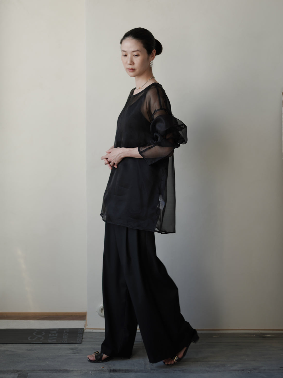 Orielle Silk Organza Blouse Set・Black