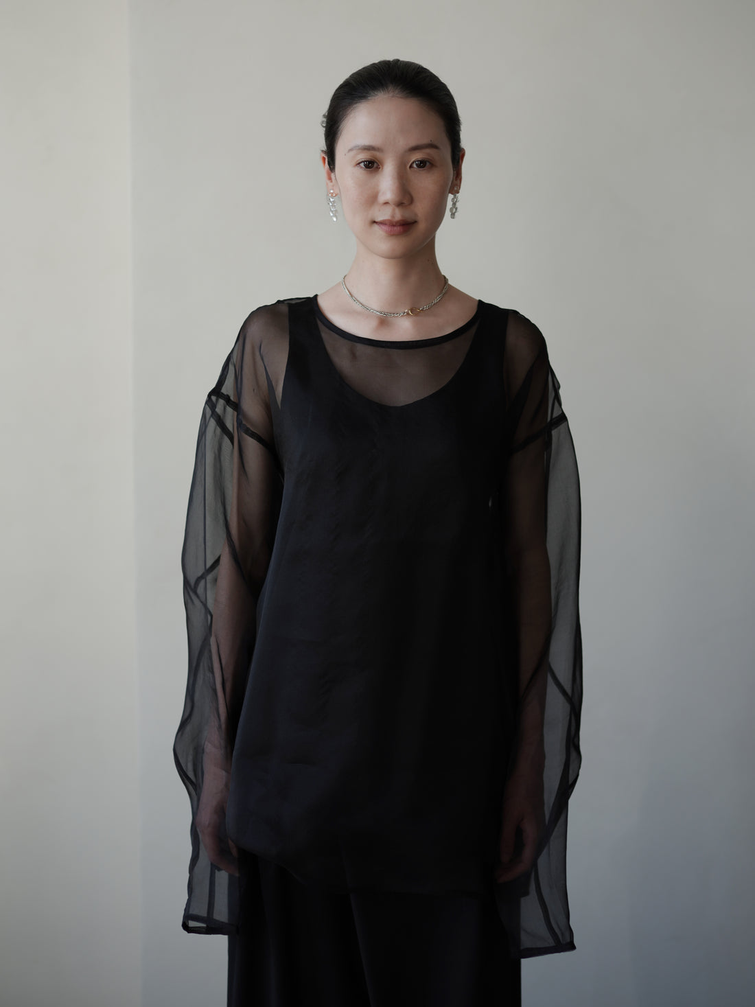 Orielle Silk Organza Blouse Set・Black