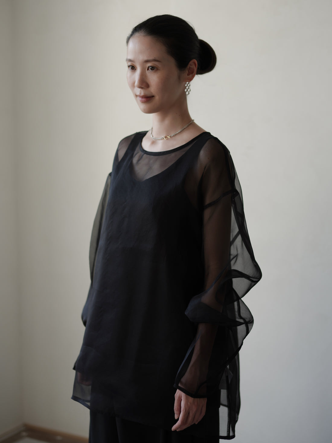 Orielle Silk Organza Blouse Set・Black