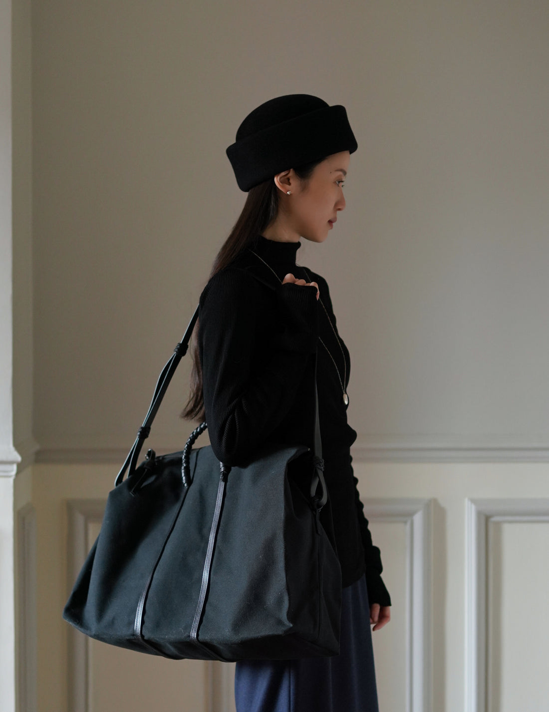 Woven Duffel Bag．Black-#45