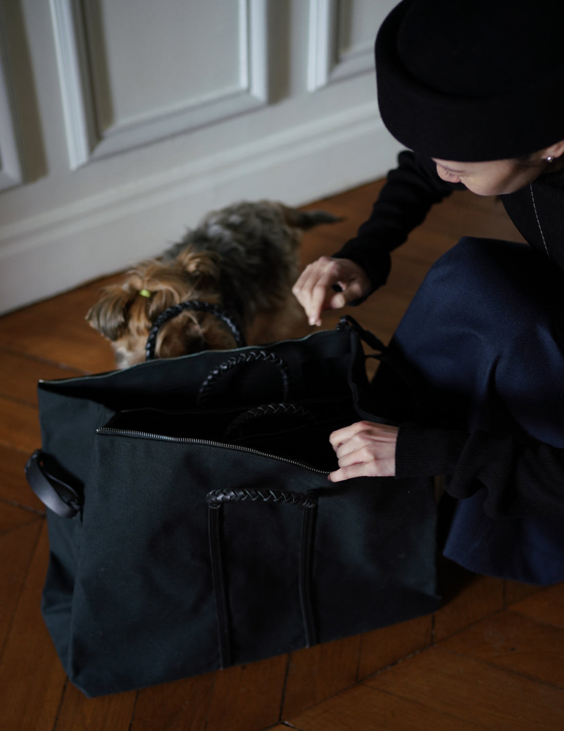 Woven Duffel Bag．Black-#45