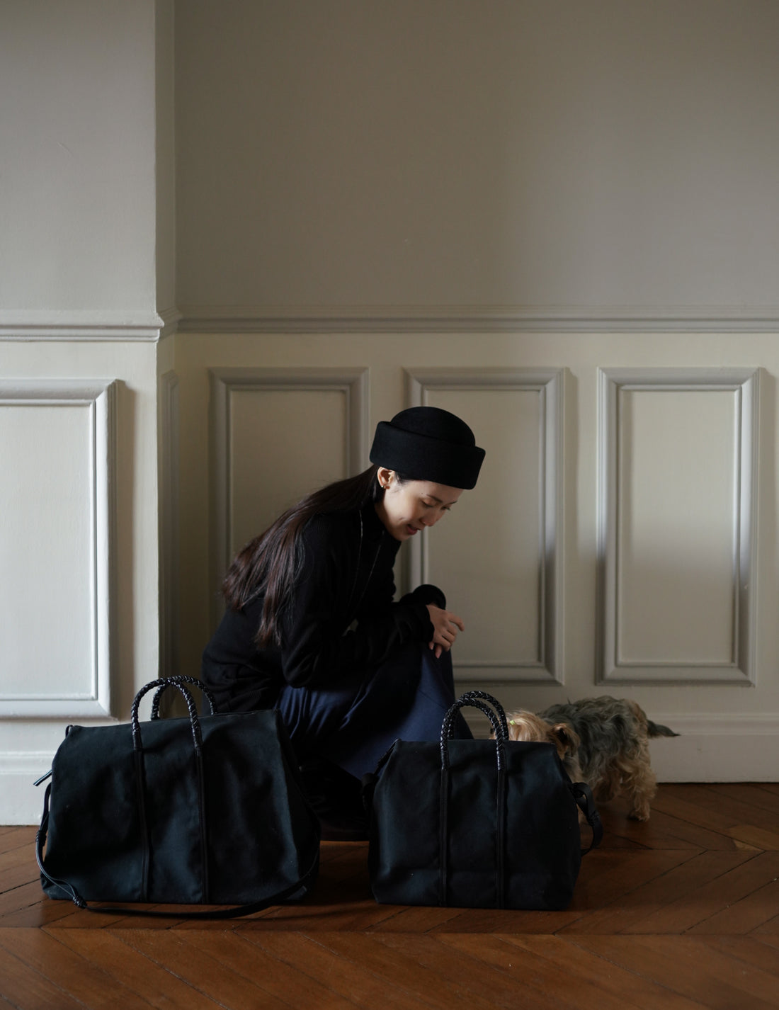 Woven Duffel Bag．Black-#45