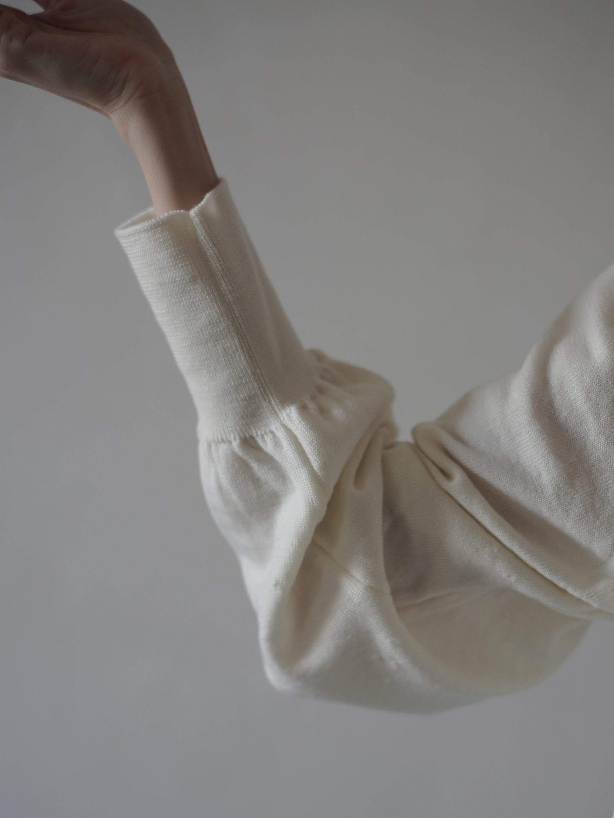UNSHRINKABLE WOOL High Neck Knit Top・Ecru