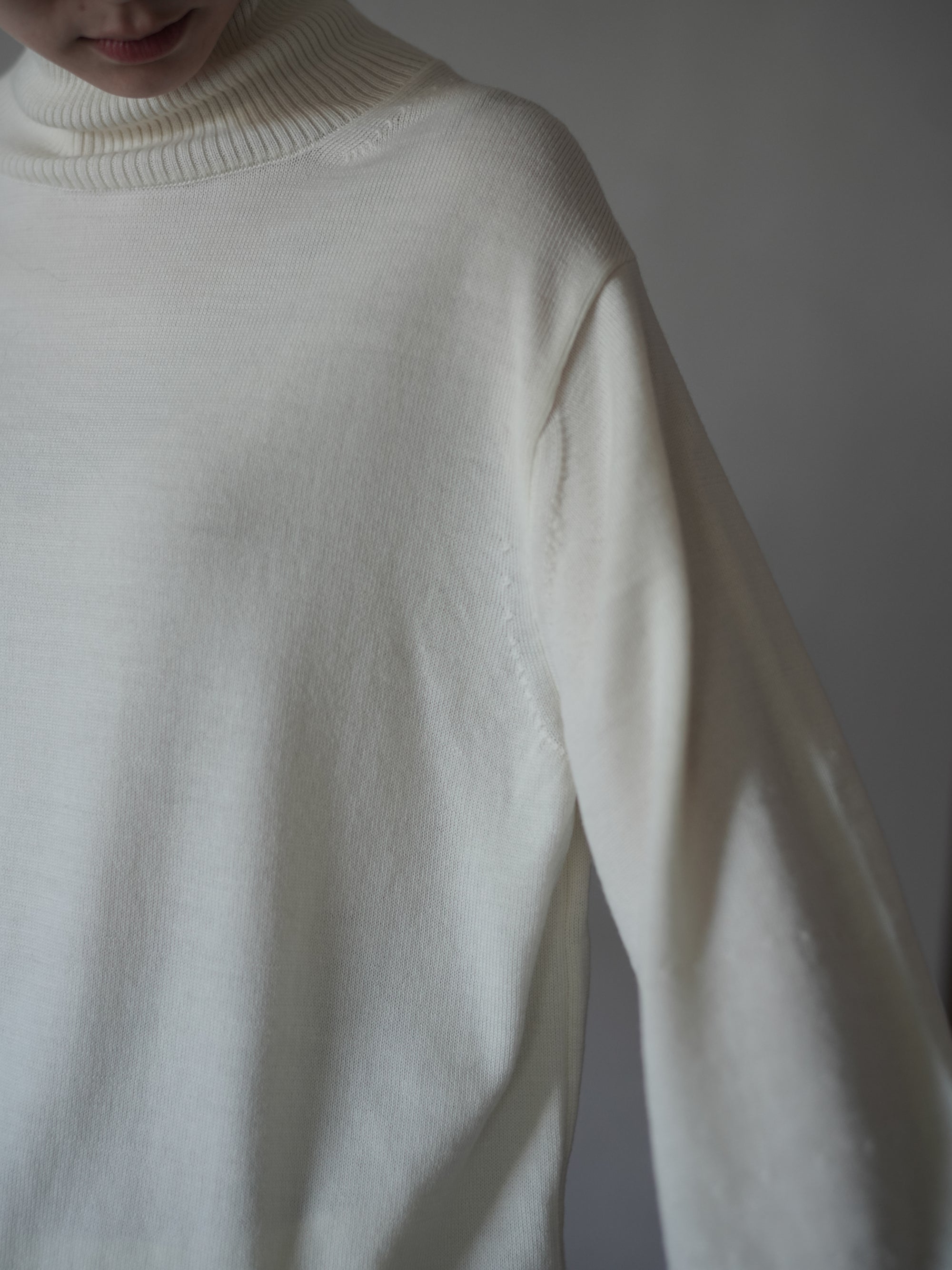 UNSHRINKABLE WOOL High Neck Knit Top・Ecru
