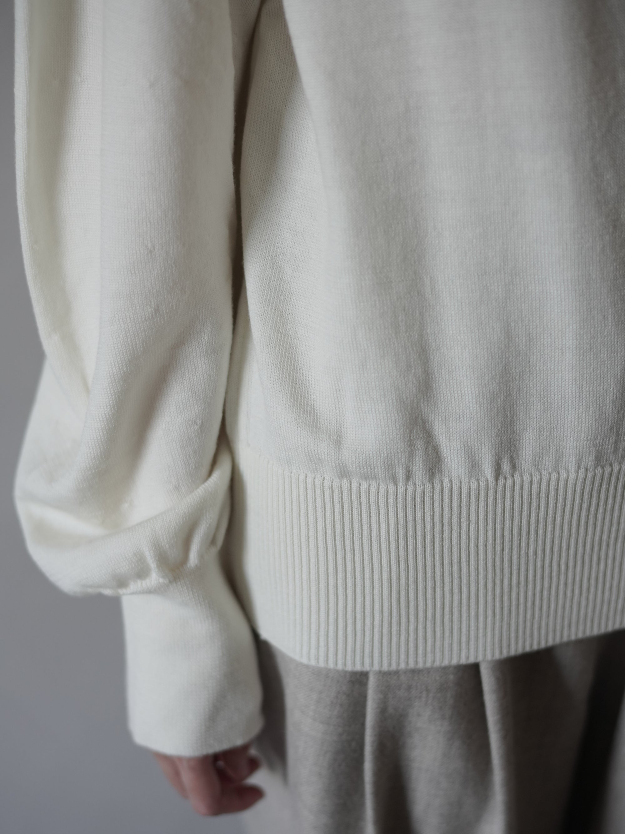 UNSHRINKABLE WOOL High Neck Knit Top・Ecru