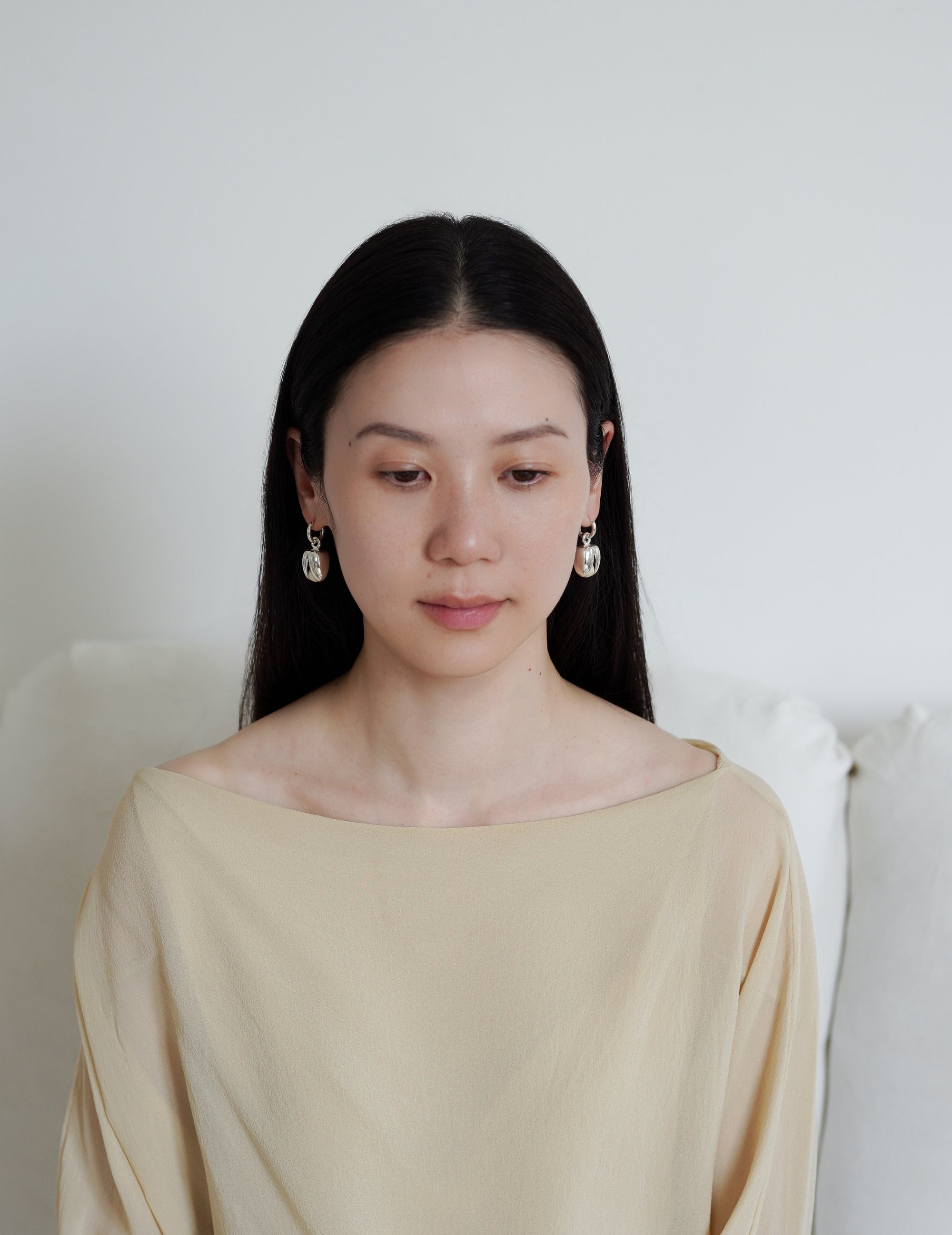 Open Pod Earring - Small - Silver/Black