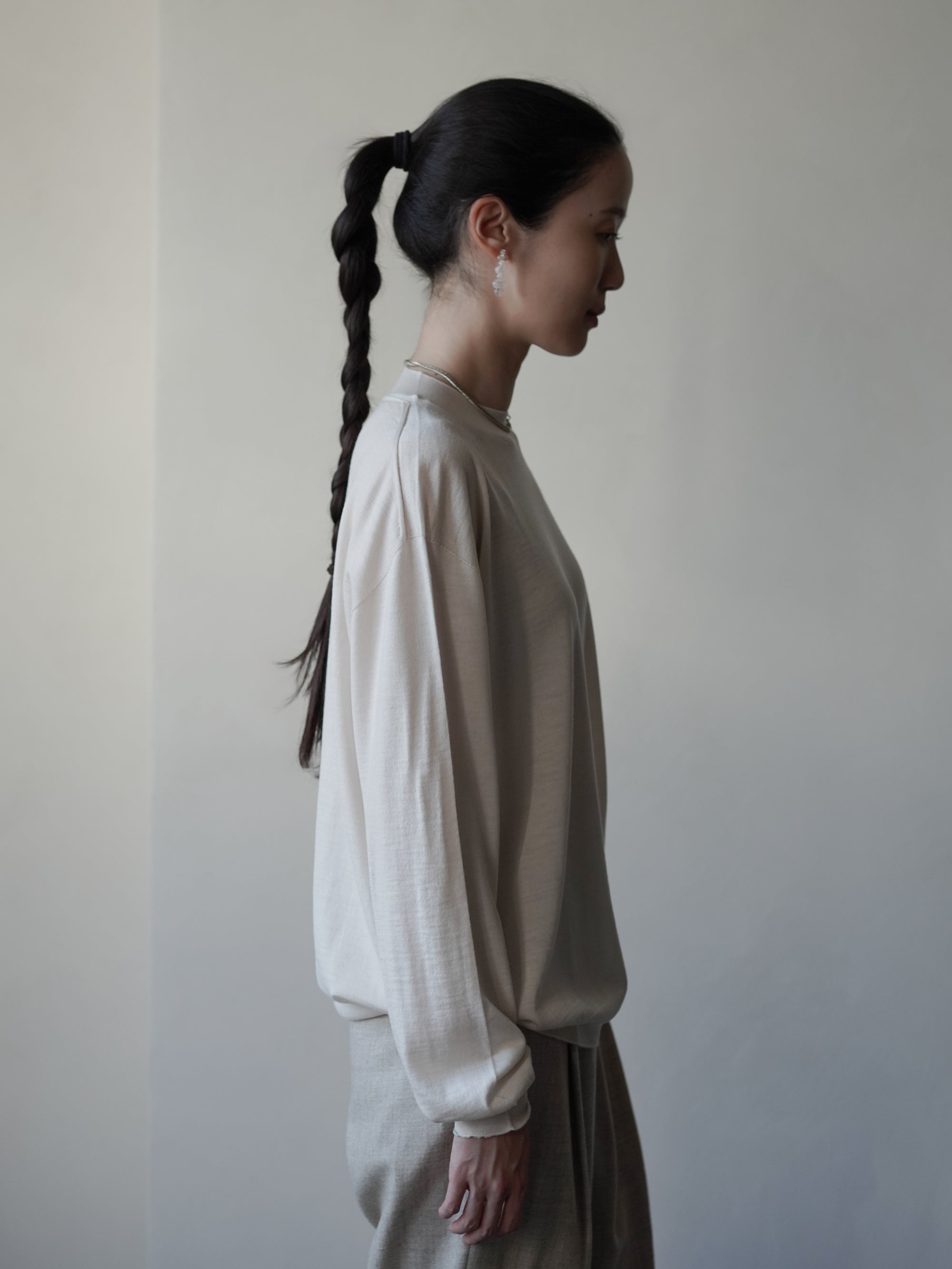 18-Gauge Merino Essential Crewneck・White